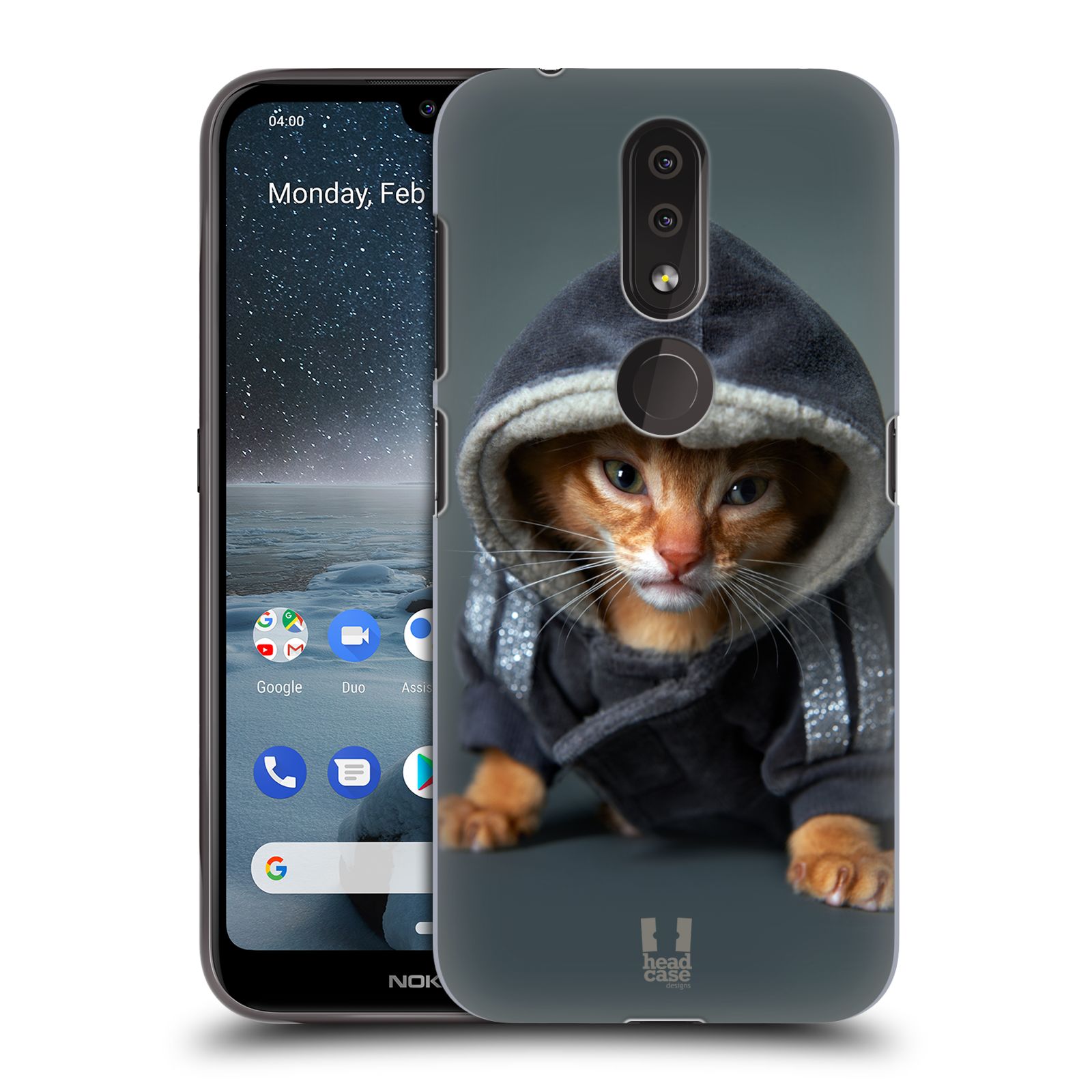 Pouzdro na mobil Nokia 4.2 - HEAD CASE - vzor Legrační zvířátka kotě/kočička s kapucí