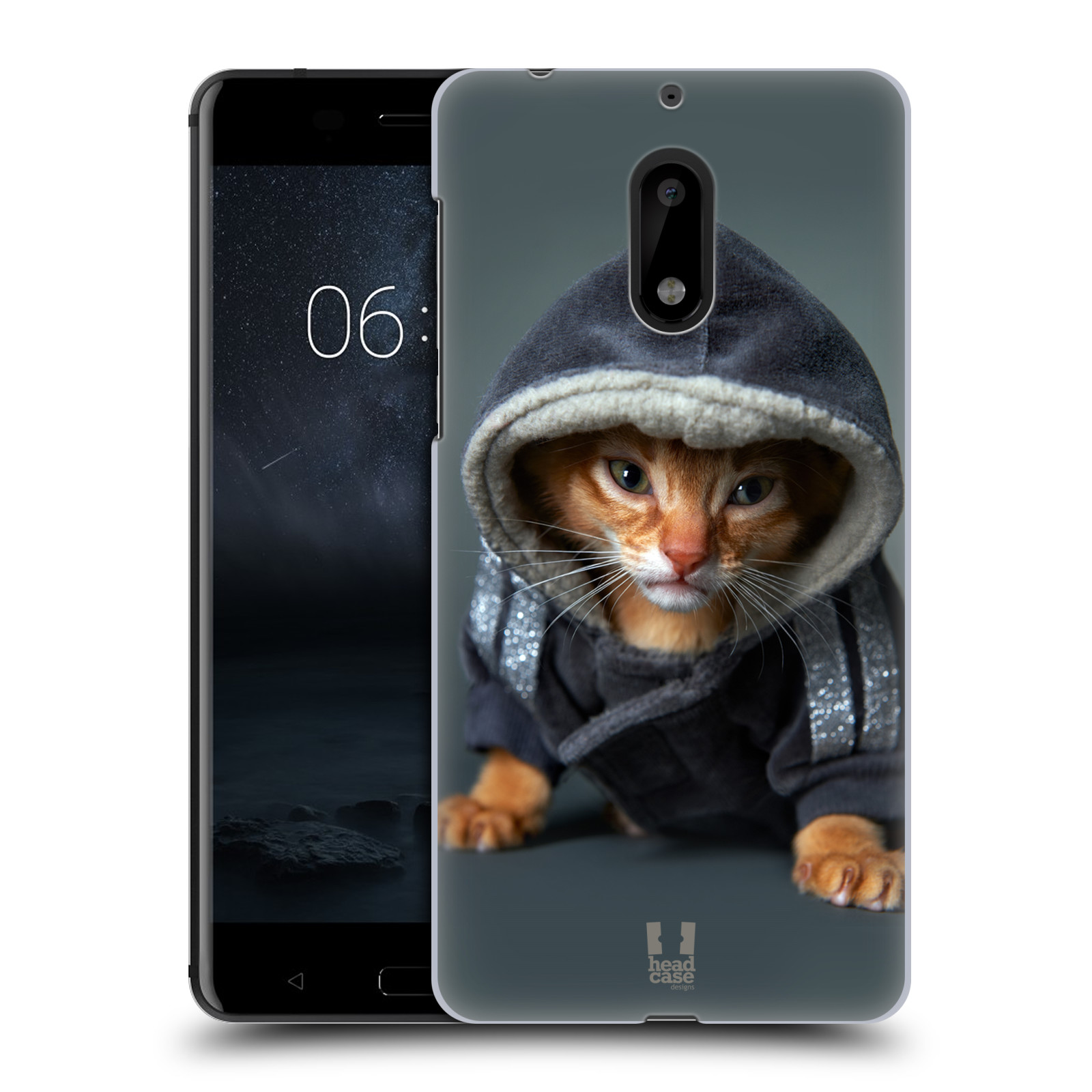 HEAD CASE plastový obal na mobil Nokia 6 vzor Legrační zvířátka kotě/kočička s kapucí