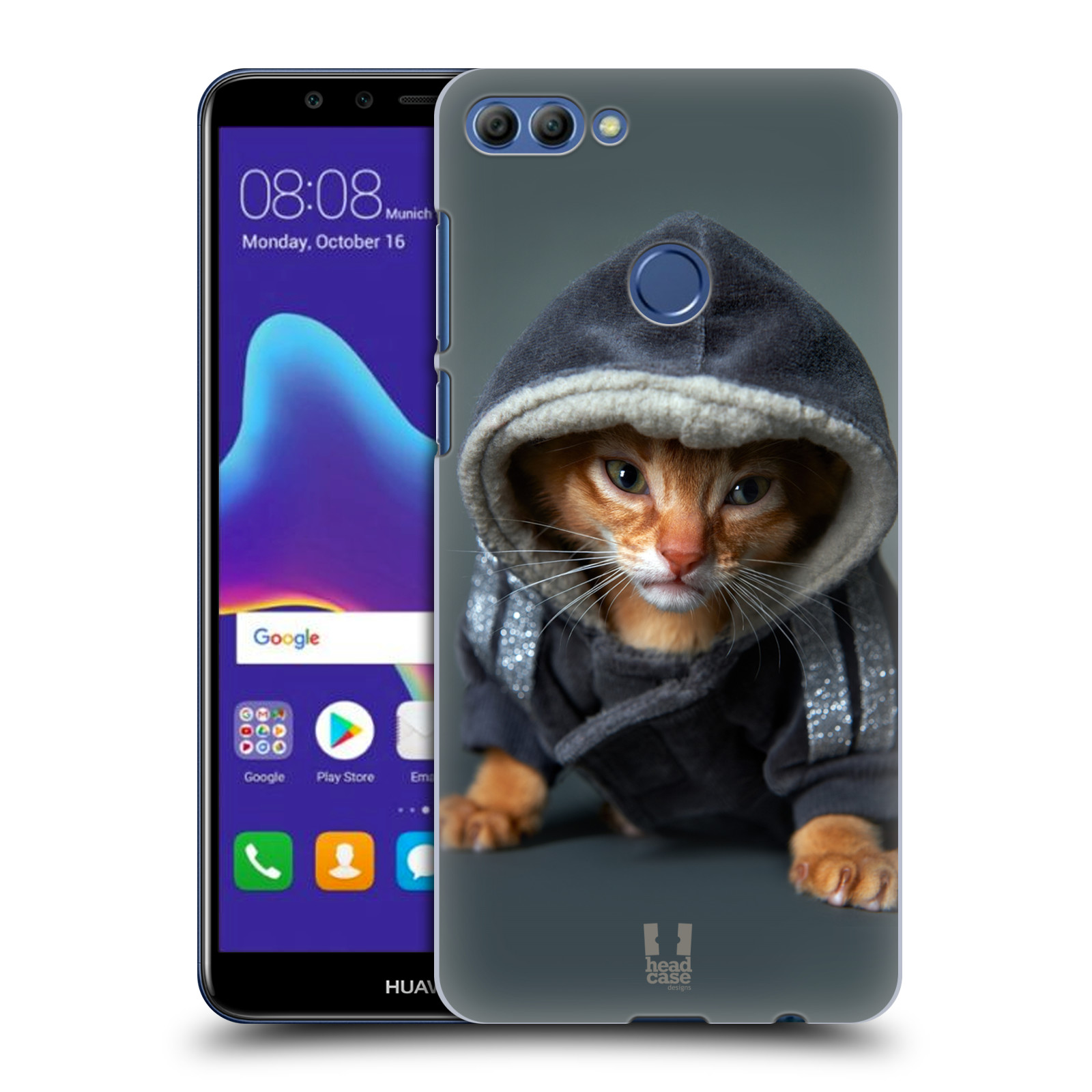 HEAD CASE plastový obal na mobil Huawei Y9 2018 vzor Legrační zvířátka kotě/kočička s kapucí