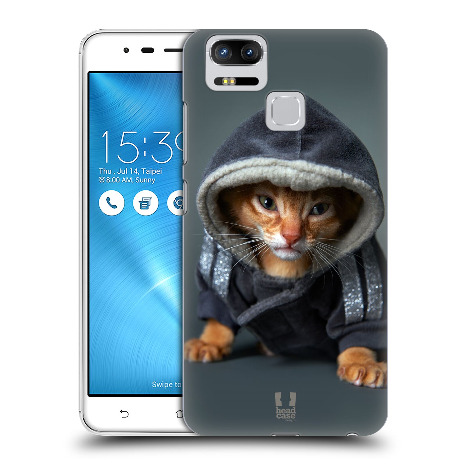 HEAD CASE plastový obal na mobil Asus Zenfone 3 Zoom ZE553KL vzor Legrační zvířátka kotě/kočička s kapucí