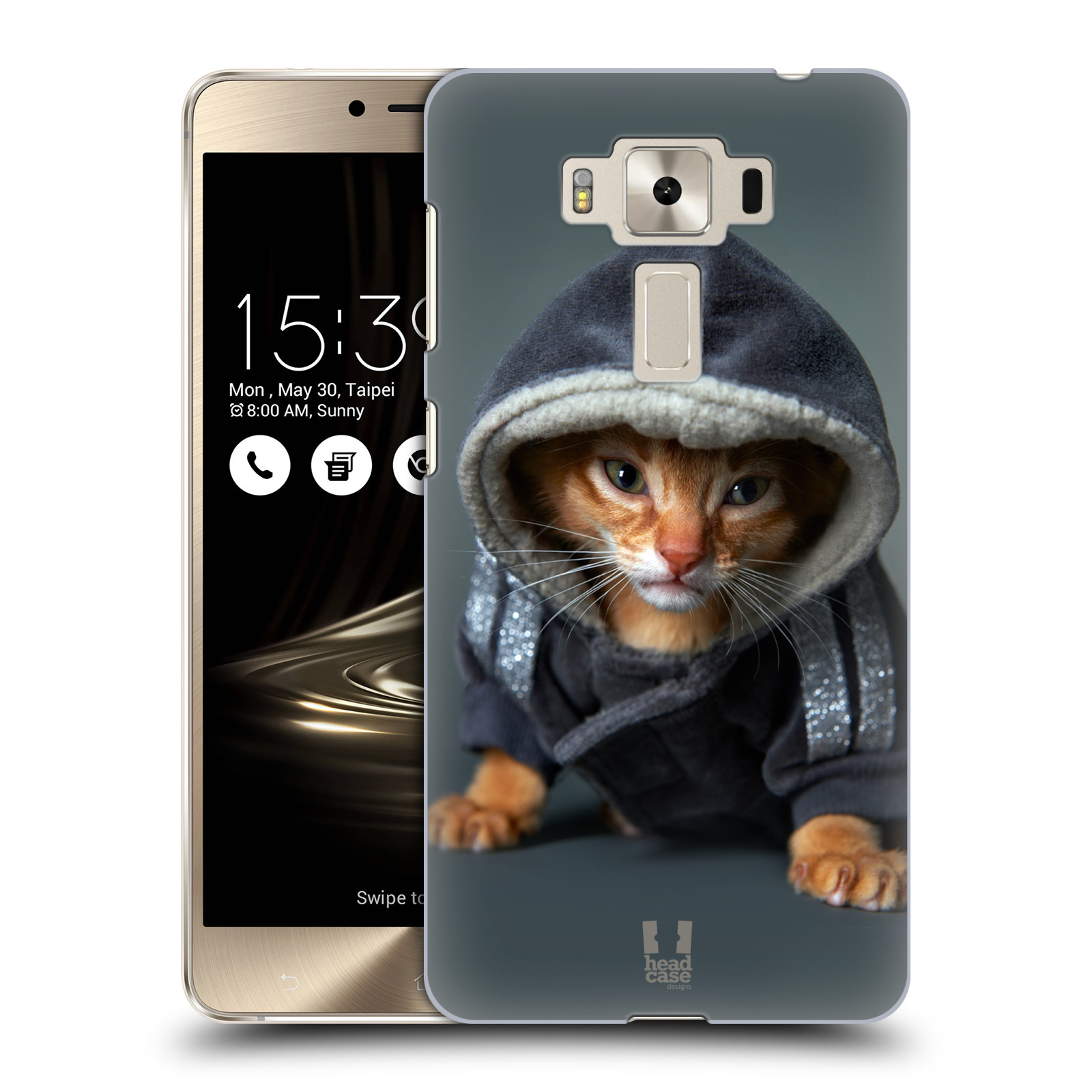 HEAD CASE plastový obal na mobil Asus Zenfone 3 DELUXE ZS550KL vzor Legrační zvířátka kotě/kočička s kapucí