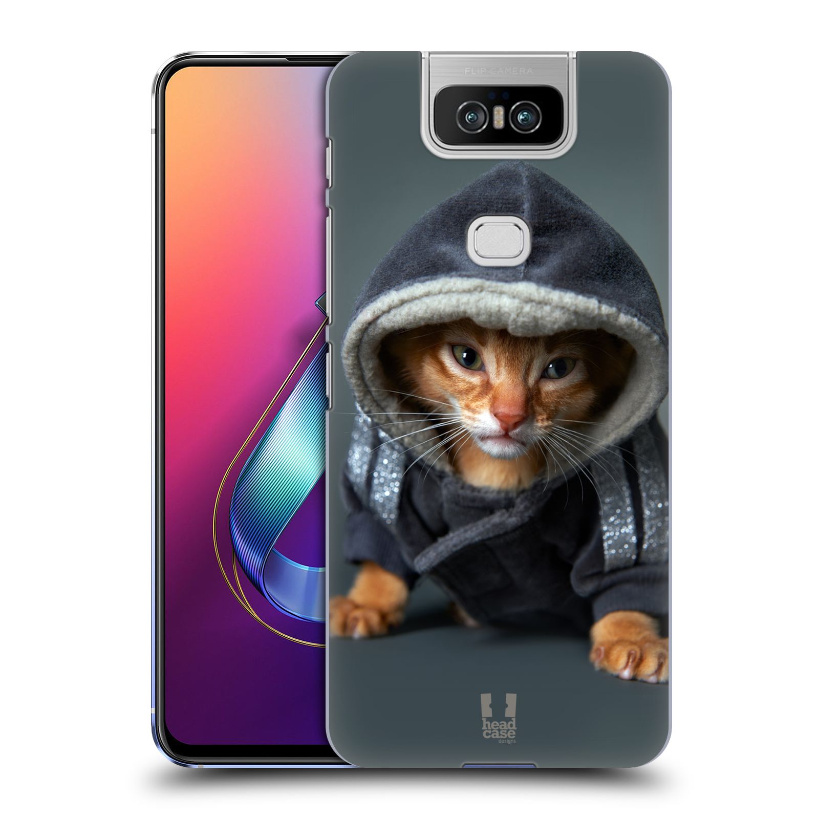 Pouzdro na mobil Asus Zenfone 6 ZS630KL - HEAD CASE - vzor Legrační zvířátka kotě/kočička s kapucí