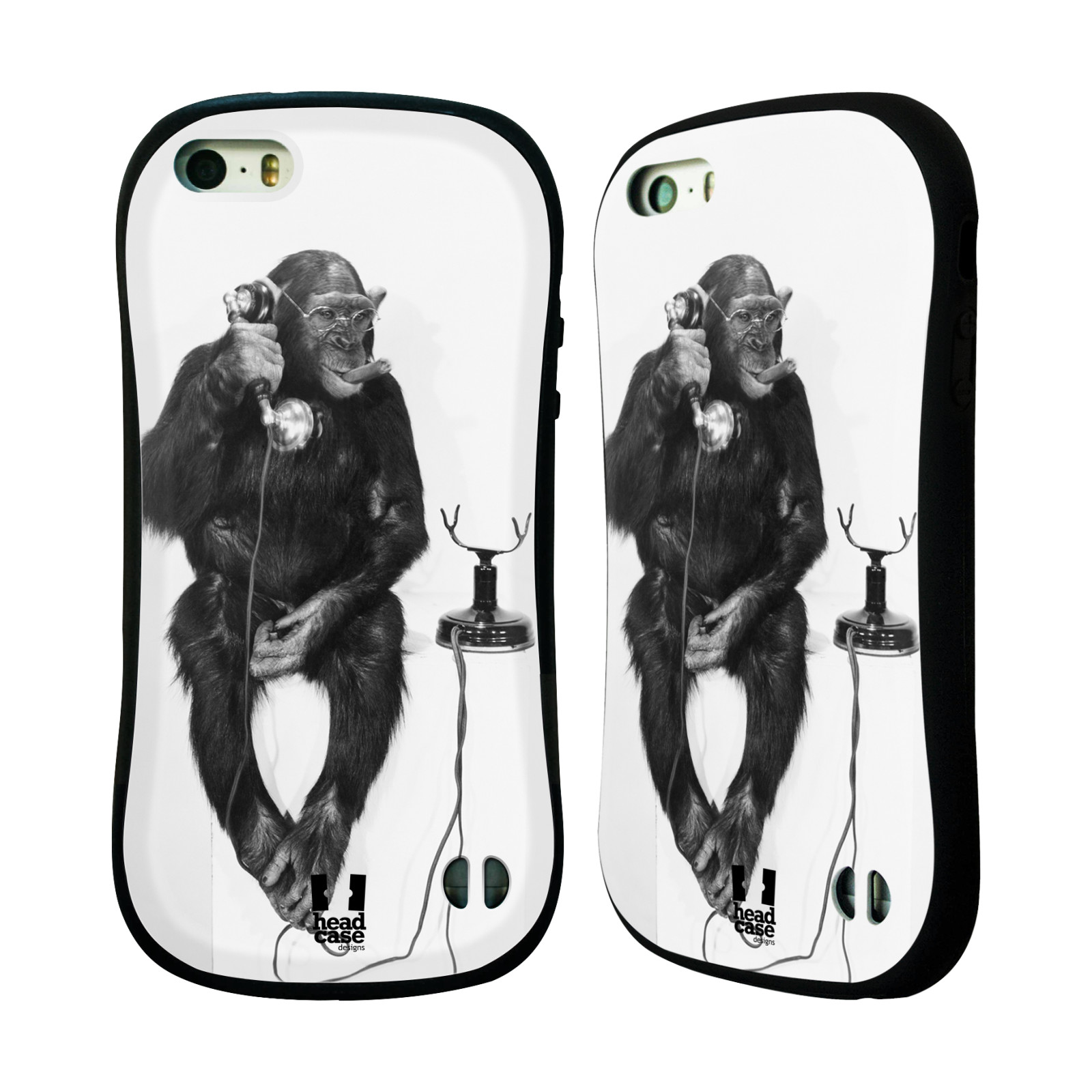 HEAD CASE silikon/plast odolný obal na mobil Apple Iphone 5/5S vzor Legrační zvířátka opička se sluchátkem