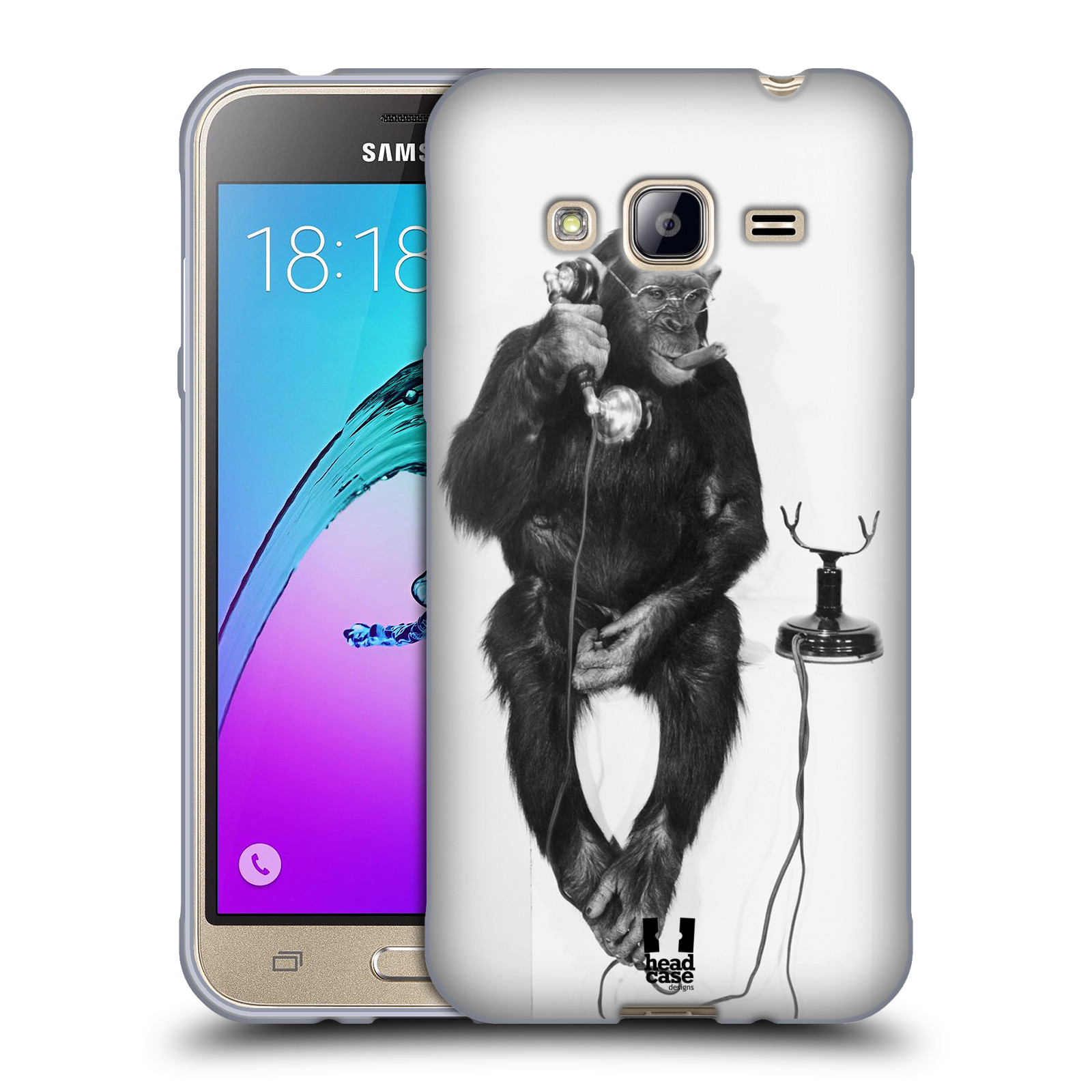 HEAD CASE silikonový obal na mobil Samsung Galaxy J3, J3 2016 vzor Legrační zvířátka opička se sluchátkem
