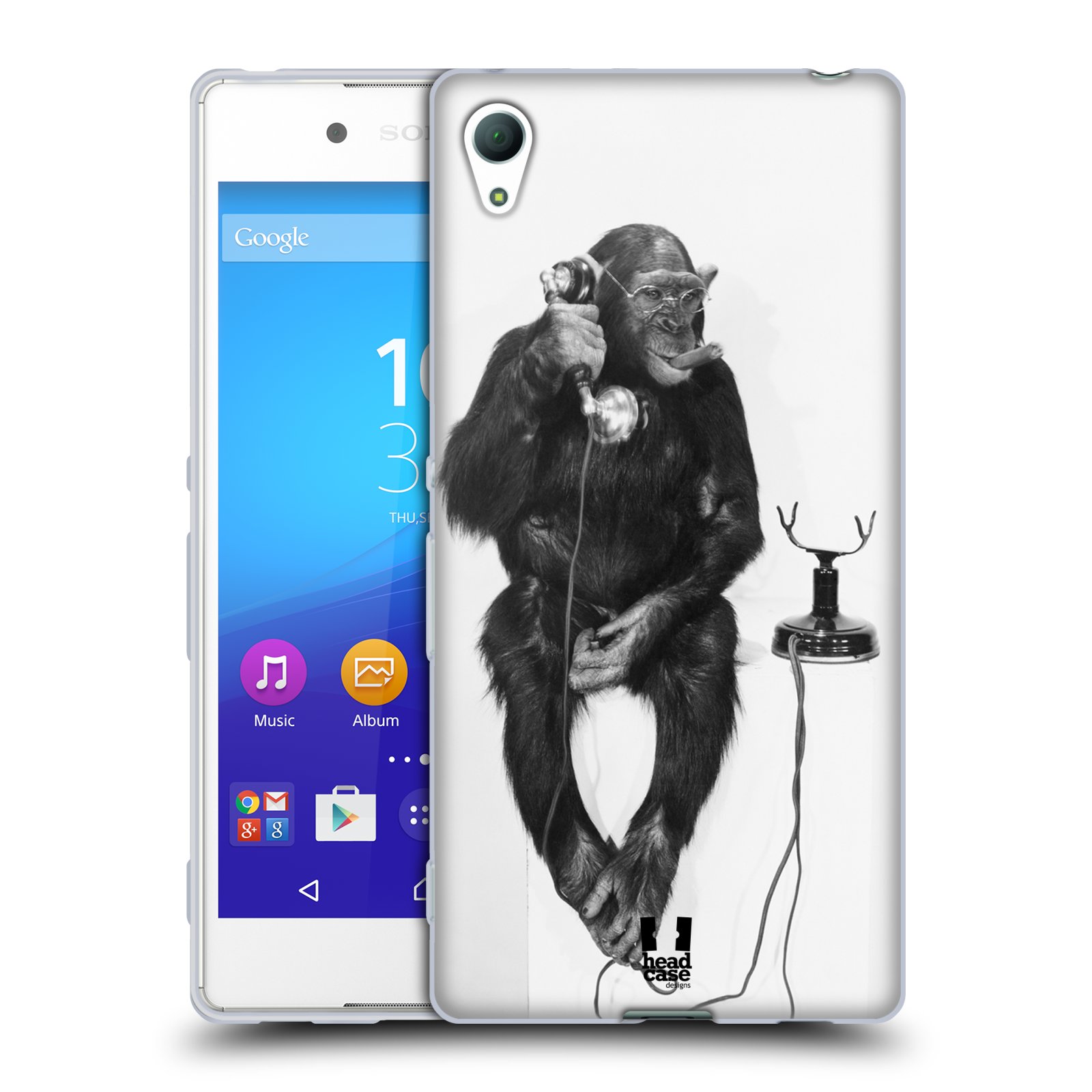 HEAD CASE silikonový obal na mobil Sony Xperia Z3 + (PLUS) vzor Legrační zvířátka opička se sluchátkem