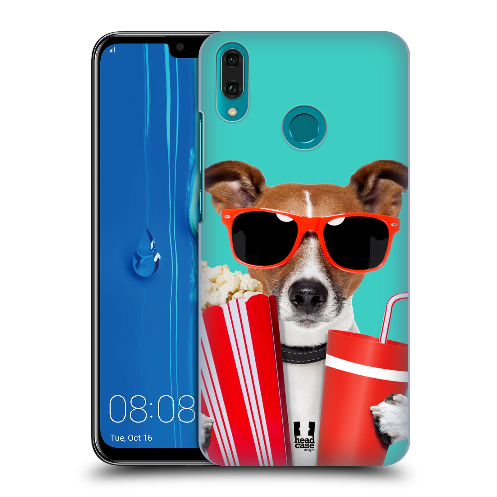 Pouzdro na mobil Huawei Y9 2019 - HEAD CASE - vzor Legrační zvířátka pejsek v kině s popkornem