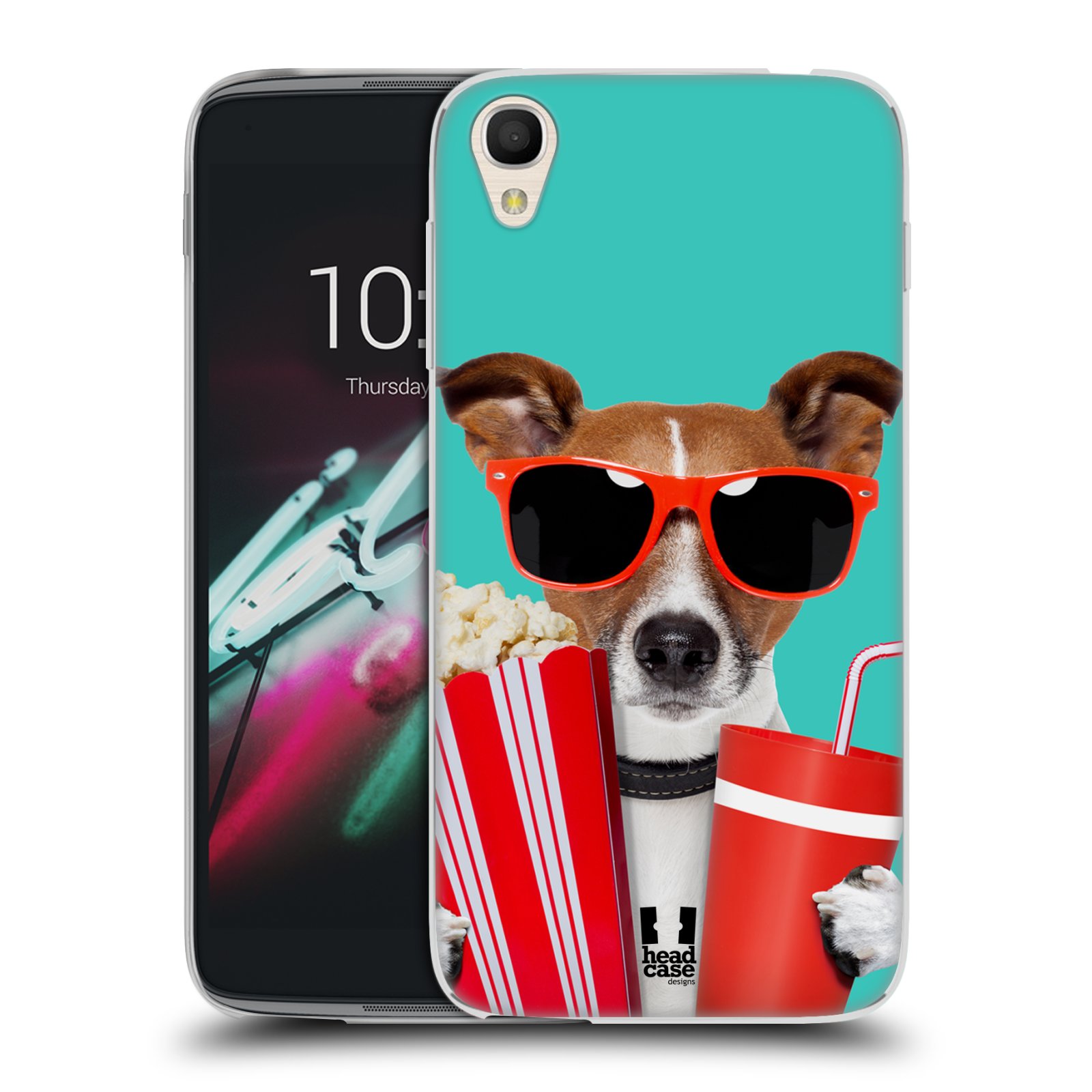 HEAD CASE silikonový obal na mobil Alcatel Idol 3 OT-6039Y (4.7) vzor Legrační zvířátka pejsek v kině s popkornem