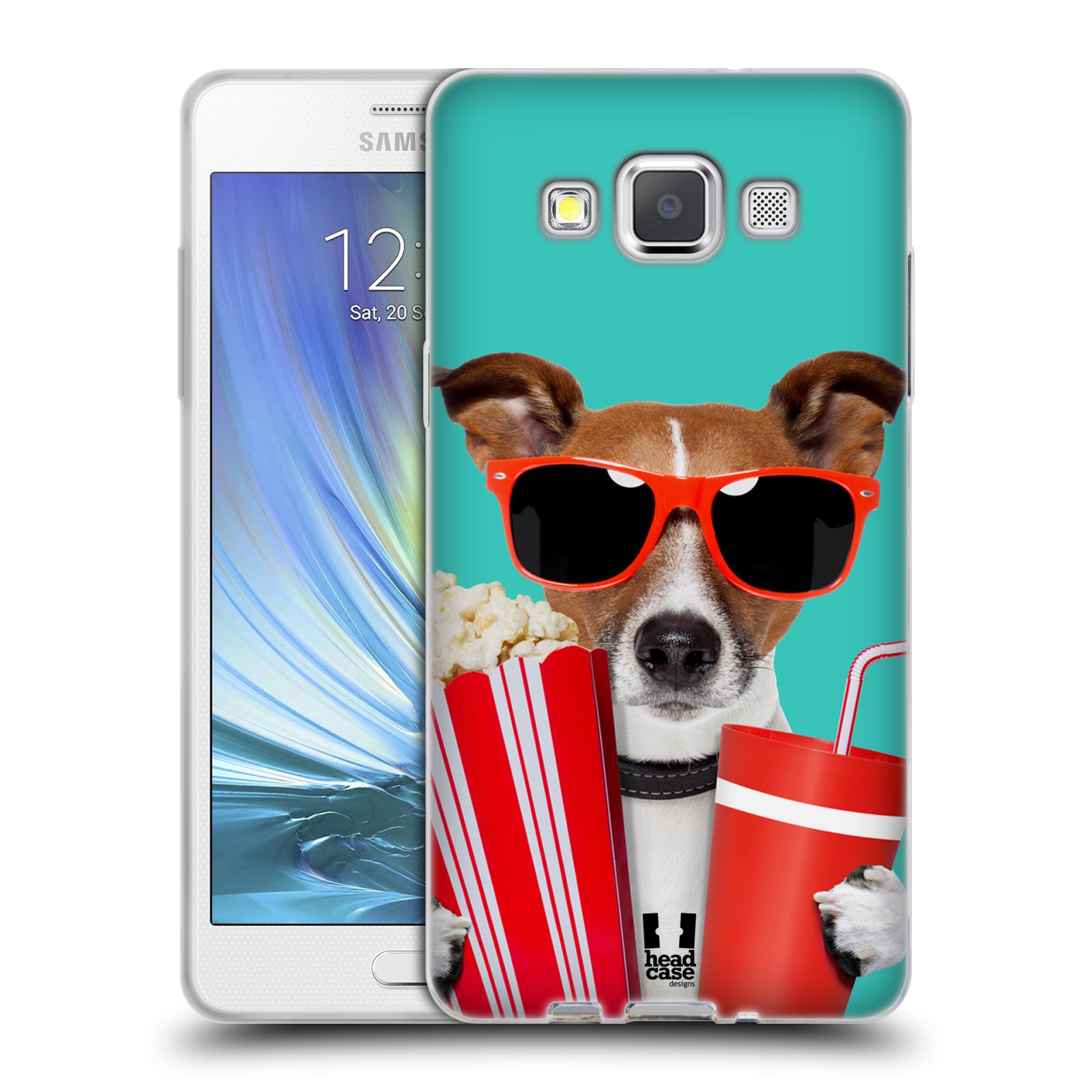 HEAD CASE silikonový obal na mobil Samsung Galaxy A5 vzor Legrační zvířátka pejsek v kině s popkornem