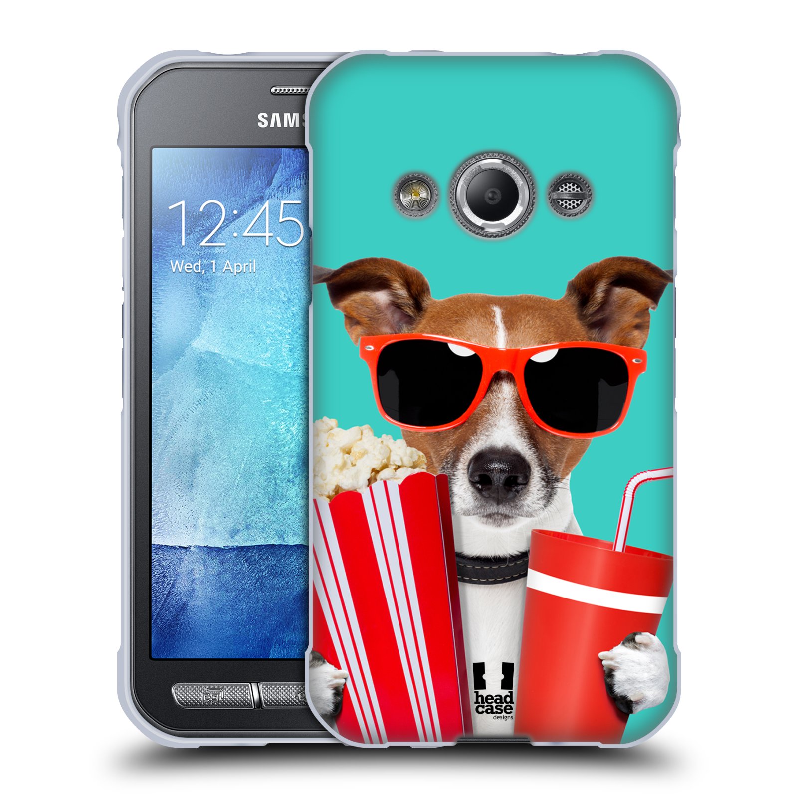 HEAD CASE silikonový obal na mobil Samsung Galaxy Xcover 3 vzor Legrační zvířátka pejsek v kině s popkornem