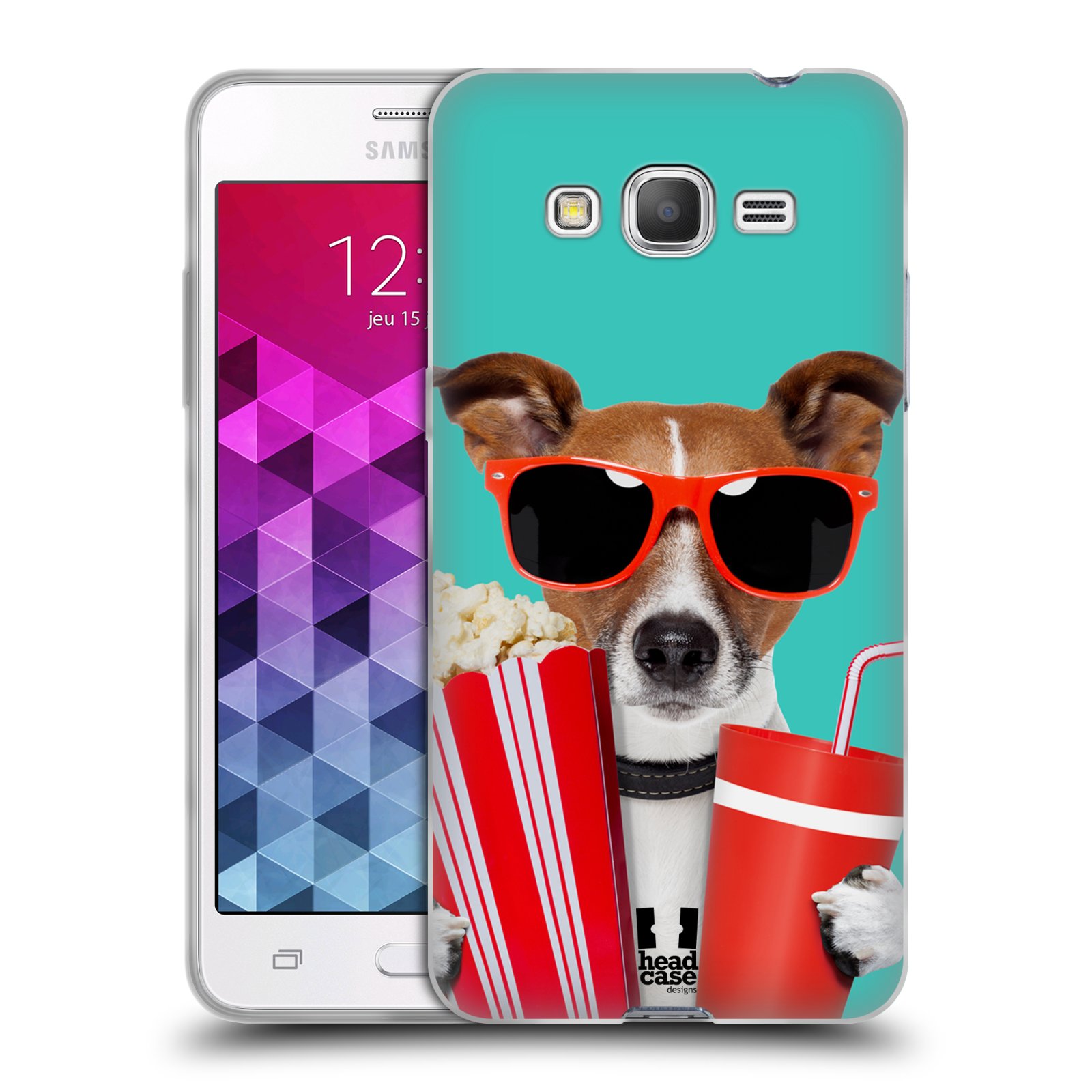 HEAD CASE silikonový obal na mobil Samsung Galaxy GRAND PRIME vzor Legrační zvířátka pejsek v kině s popkornem