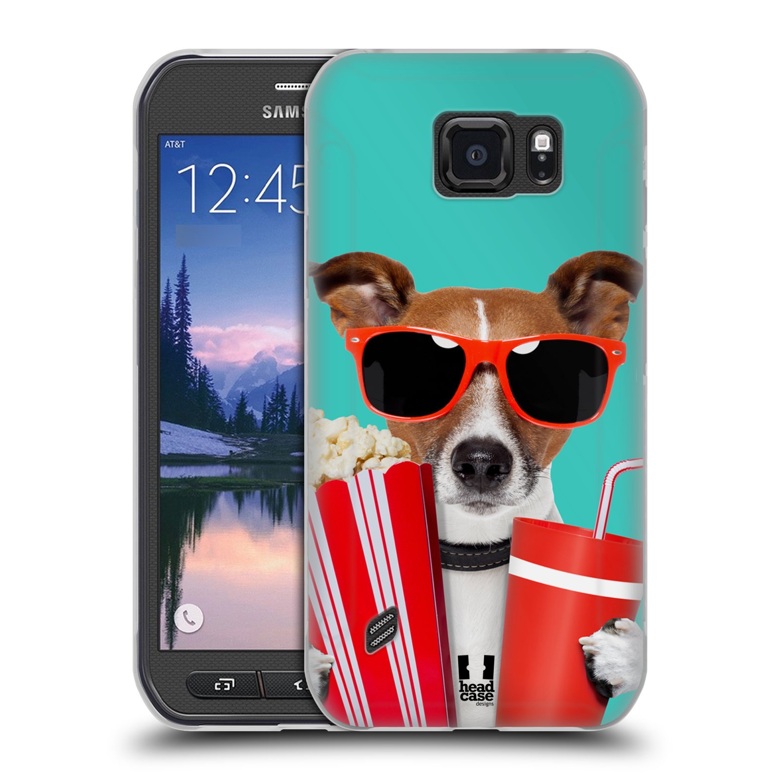 HEAD CASE silikonový obal na mobil Samsung Galaxy S6 ACTIVE vzor Legrační zvířátka pejsek v kině s popkornem