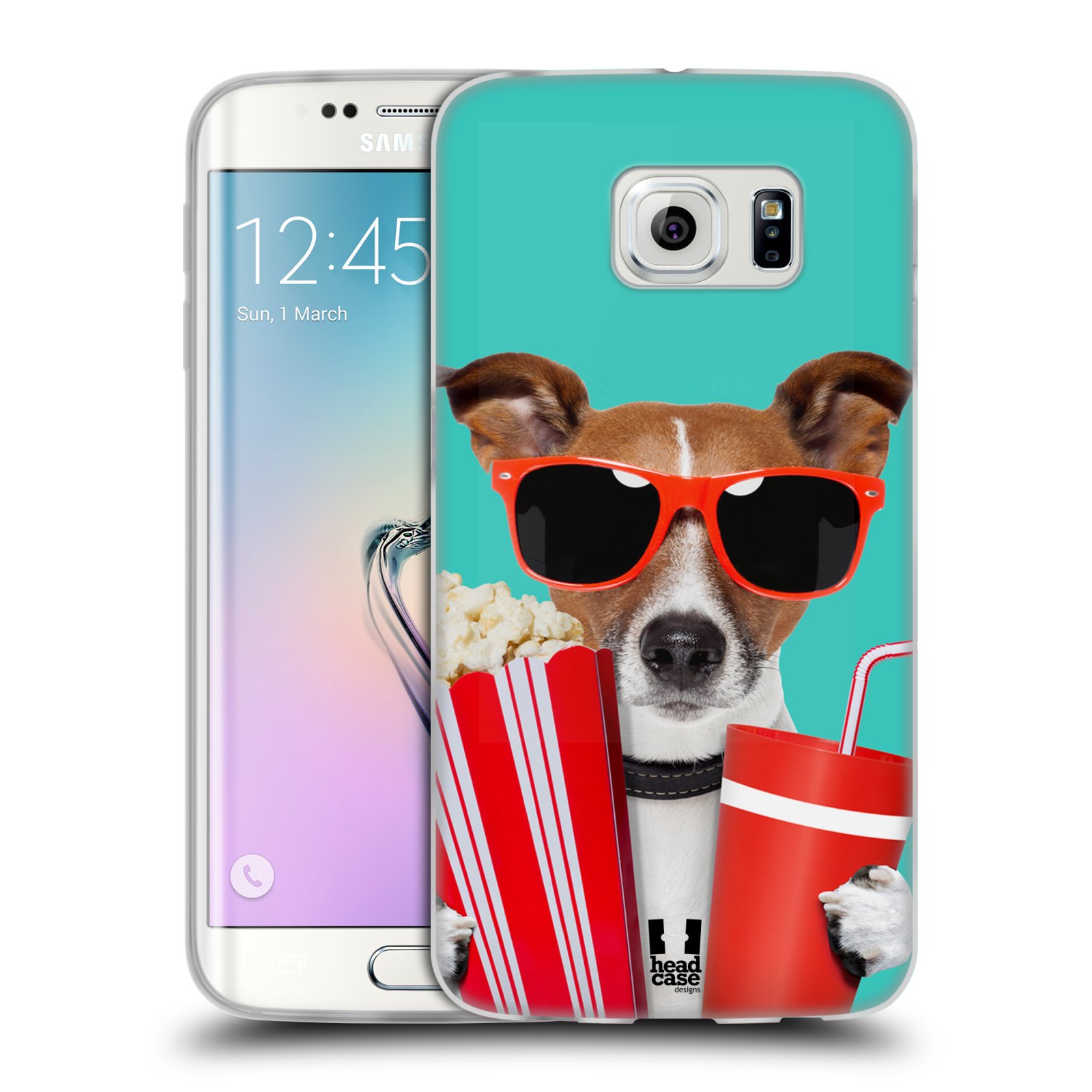 HEAD CASE silikonový obal na mobil Samsung Galaxy S6 EDGE vzor Legrační zvířátka pejsek v kině s popkornem