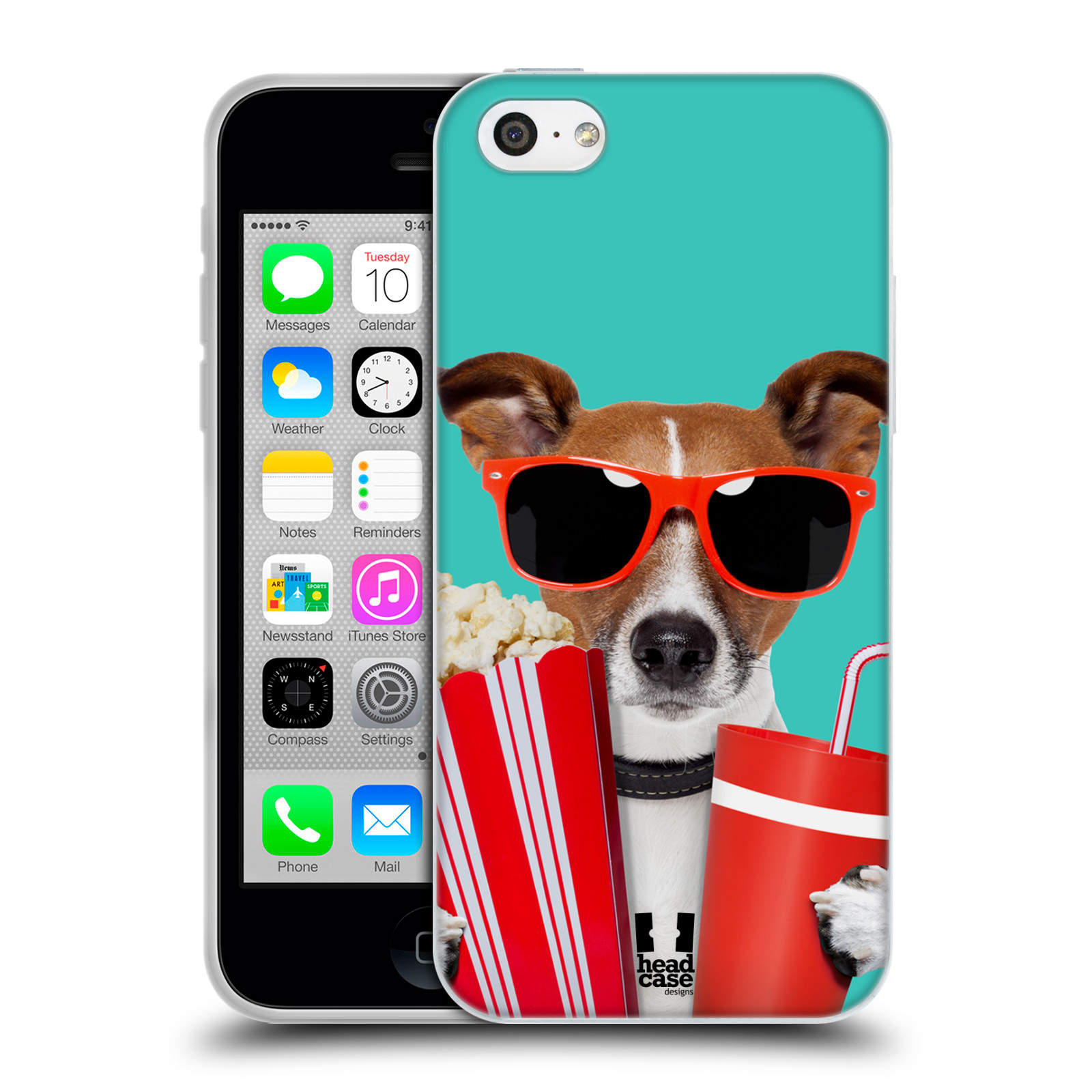 HEAD CASE silikonový obal na mobil Apple Iphone 5C vzor Legrační zvířátka pejsek v kině s popkornem