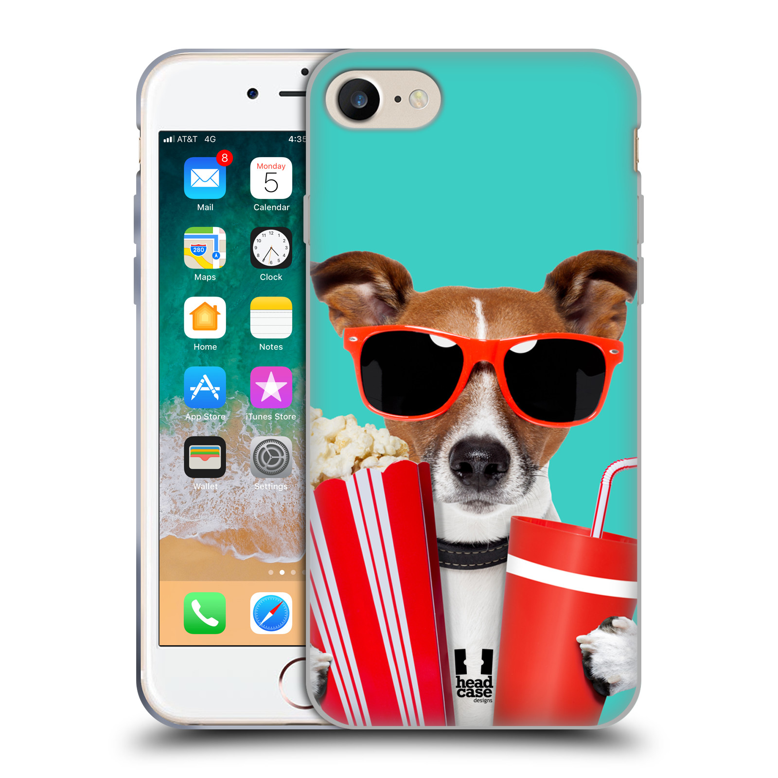 HEAD CASE silikonový obal na mobil Apple Iphone 8 vzor Legrační zvířátka pejsek v kině s popkornem