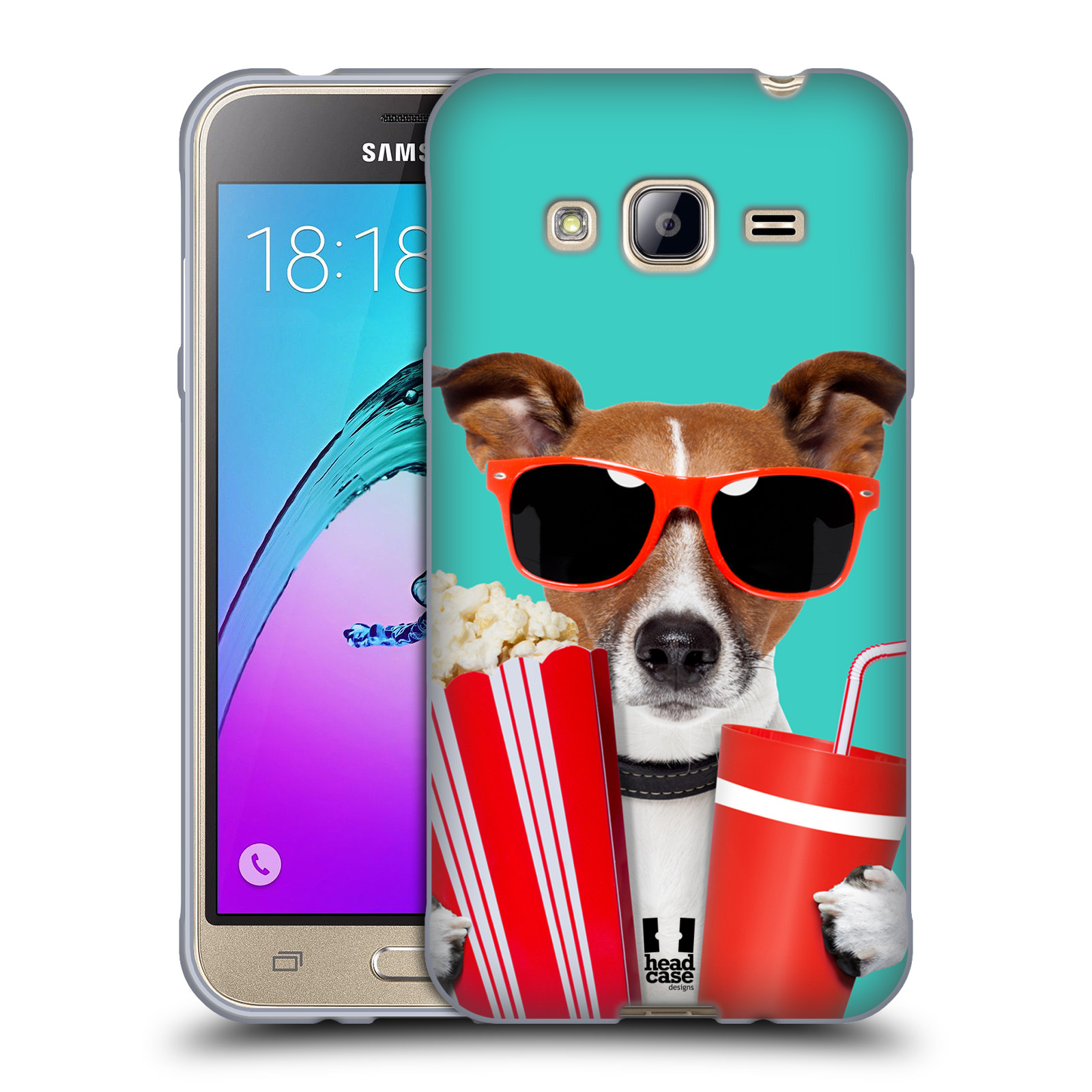 HEAD CASE silikonový obal na mobil Samsung Galaxy J3, J3 2016 vzor Legrační zvířátka pejsek v kině s popkornem