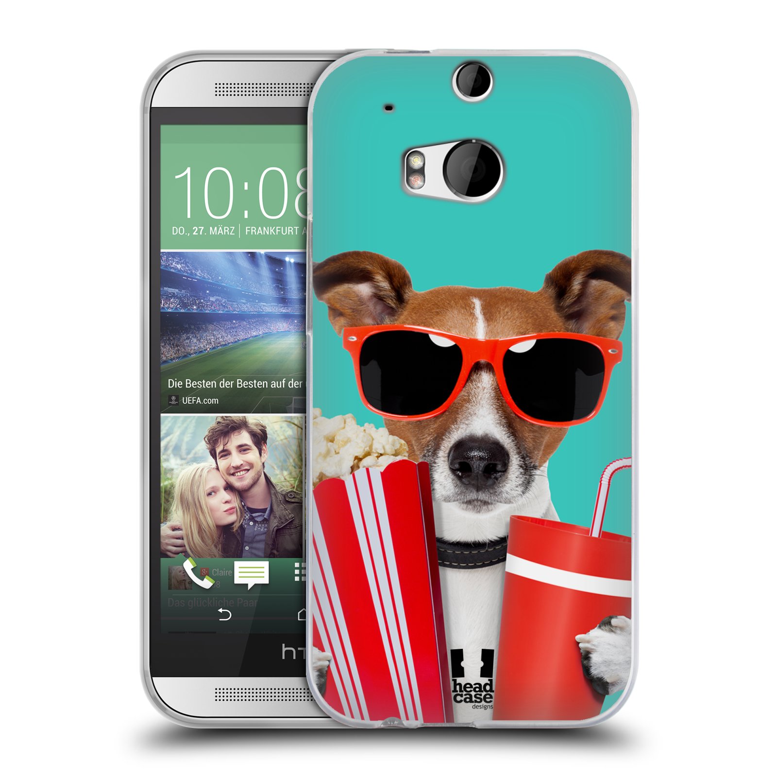 HEAD CASE silikonový obal na mobil HTC ONE (M8) vzor Legrační zvířátka pejsek v kině s popkornem
