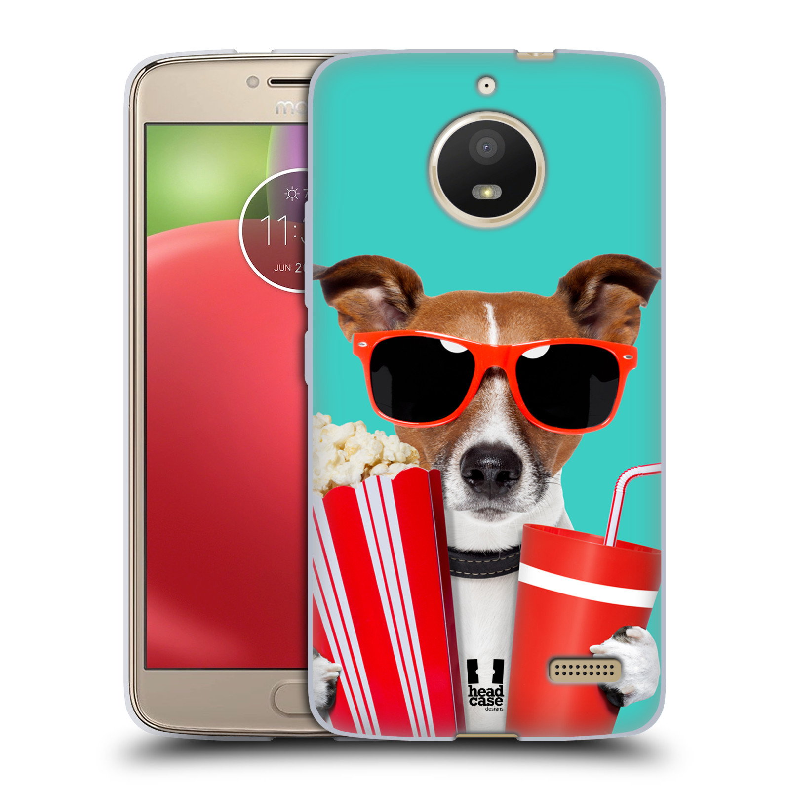 HEAD CASE silikonový obal na mobil Lenovo Moto E4 vzor Legrační zvířátka pejsek v kině s popkornem