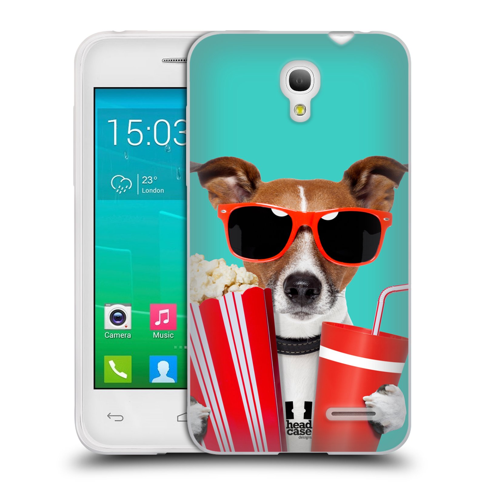 HEAD CASE silikonový obal na mobil Alcatel POP S3 OT-5050Y vzor Legrační zvířátka pejsek v kině s popkornem