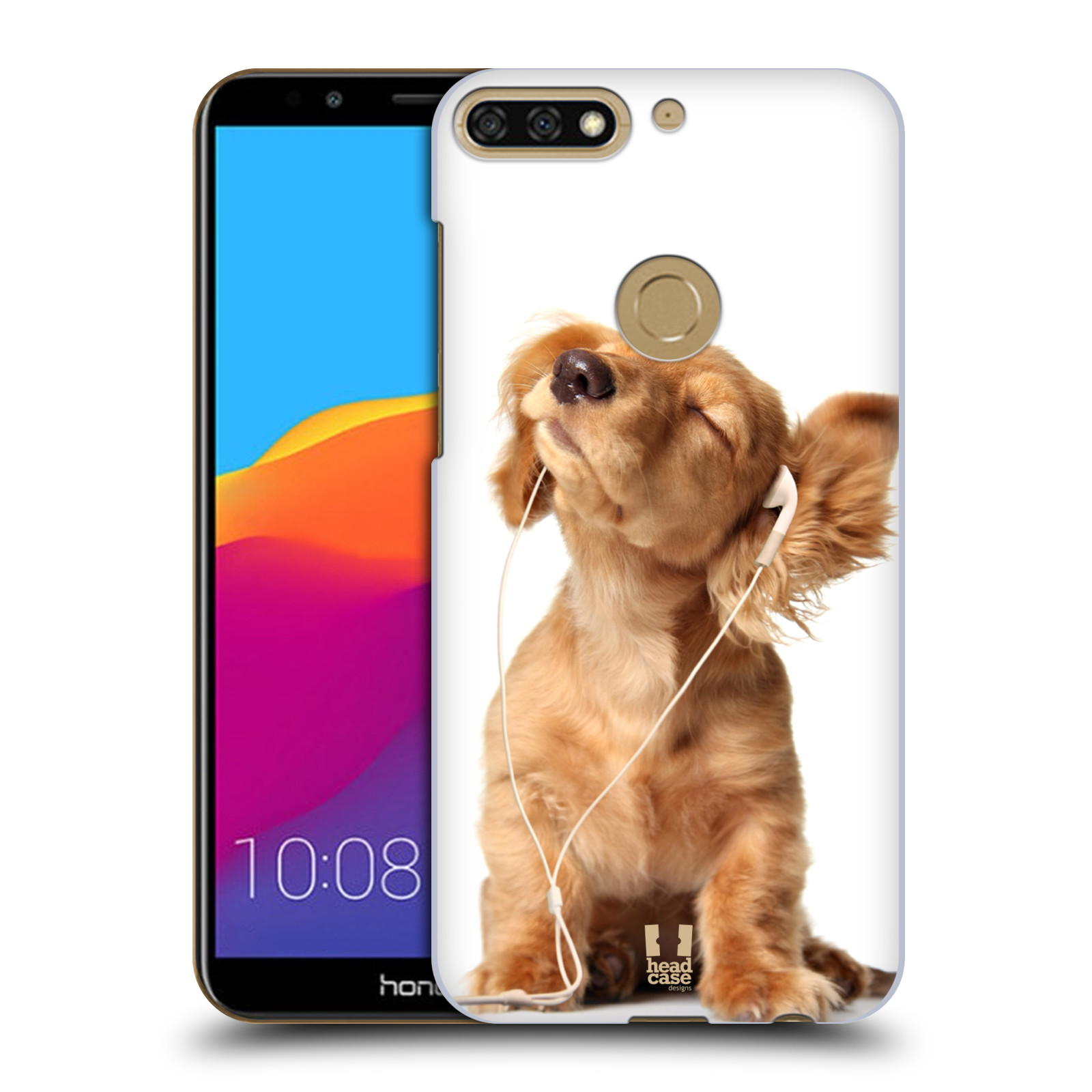 HEAD CASE plastový obal na mobil Honor 7c vzor Legrační zvířátka roztomilé štěňátko se sluchátky MUSIC
