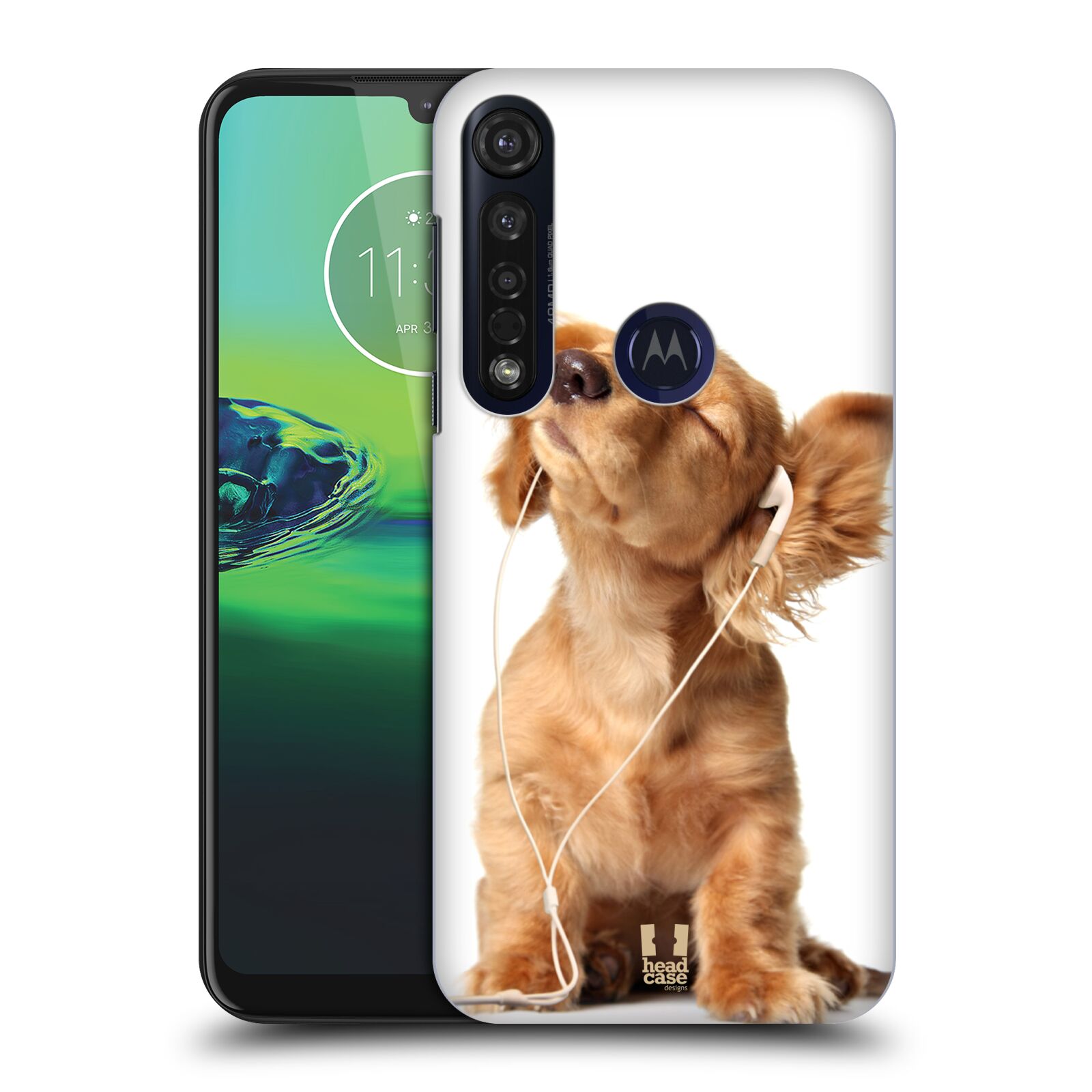 Pouzdro na mobil Motorola Moto G8 PLUS - HEAD CASE - vzor Legrační zvířátka roztomilé štěňátko se sluchátky MUSIC