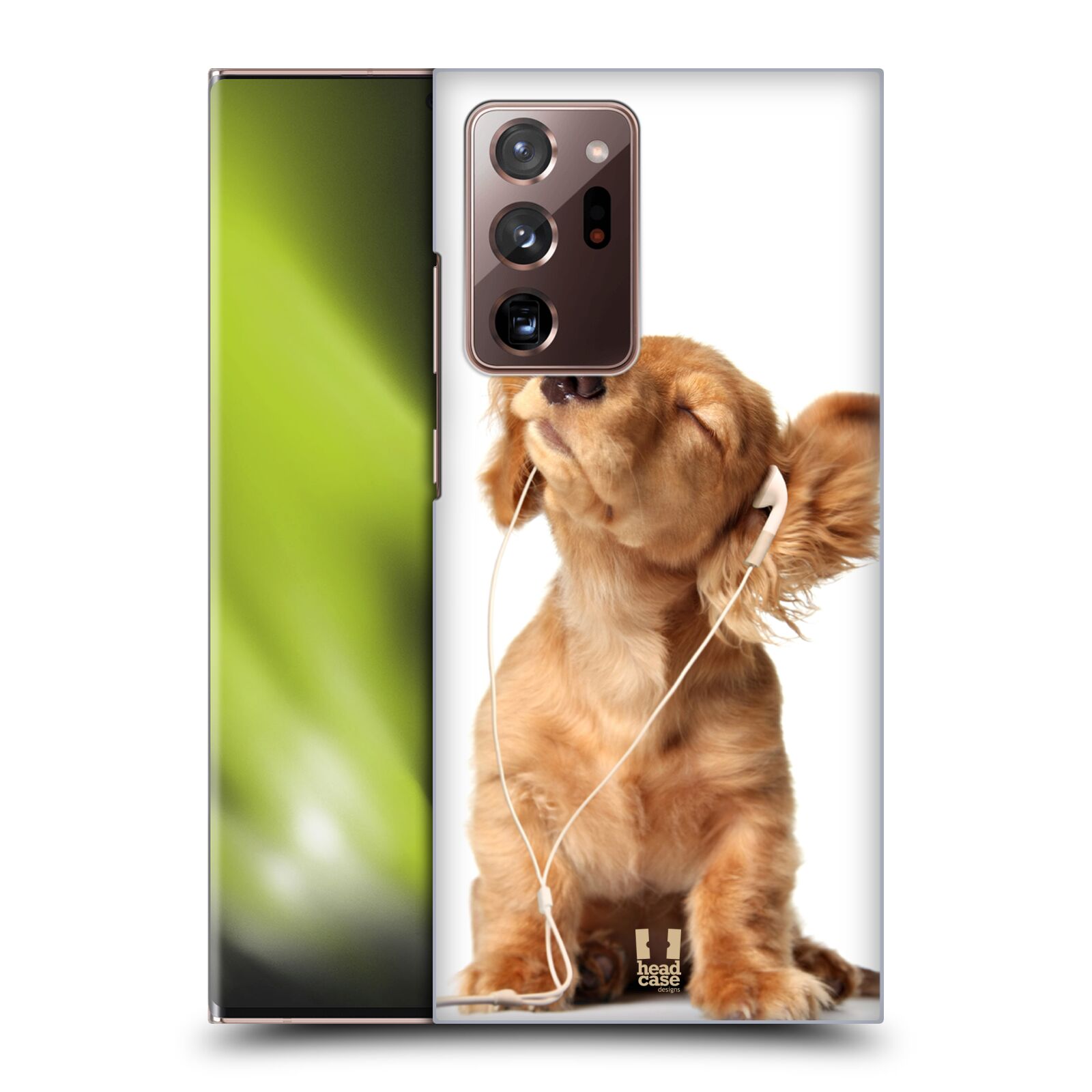 Plastový obal HEAD CASE na mobil Samsung Galaxy Note 20 ULTRA vzor Legrační zvířátka roztomilé štěňátko se sluchátky MUSIC