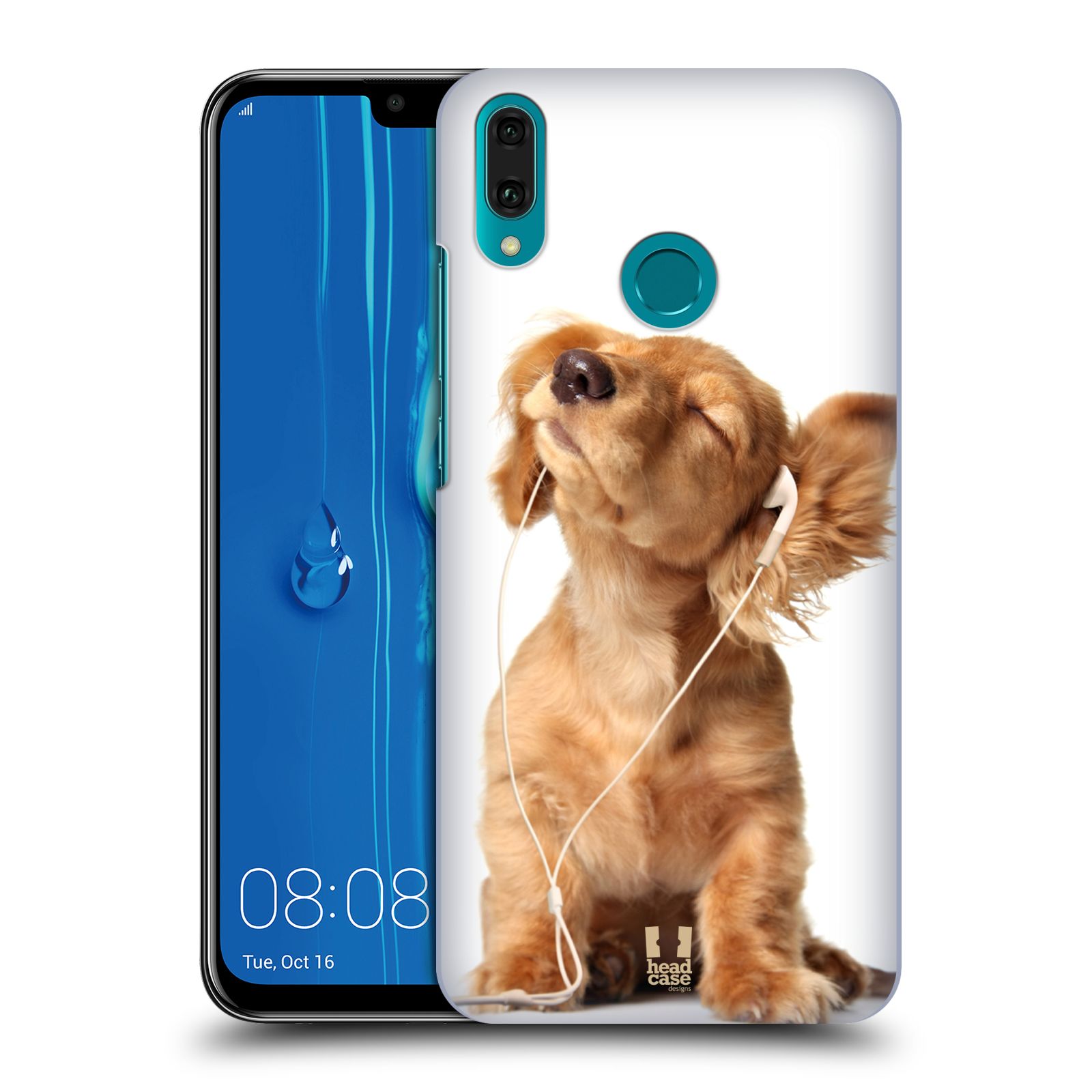 Pouzdro na mobil Huawei Y9 2019 - HEAD CASE - vzor Legrační zvířátka roztomilé štěňátko se sluchátky MUSIC