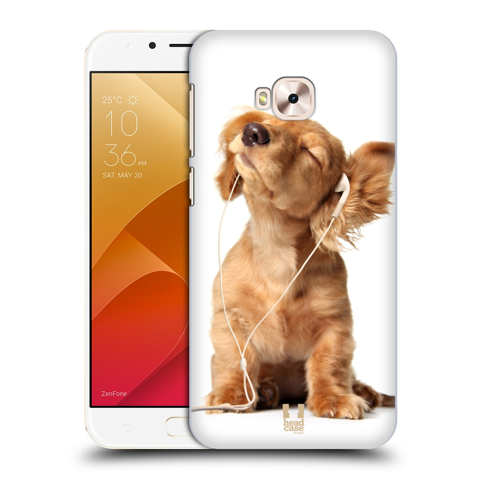 HEAD CASE plastový obal na mobil Asus Zenfone 4 Selfie Pro ZD552KL vzor Legrační zvířátka roztomilé štěňátko se sluchátky MUSIC