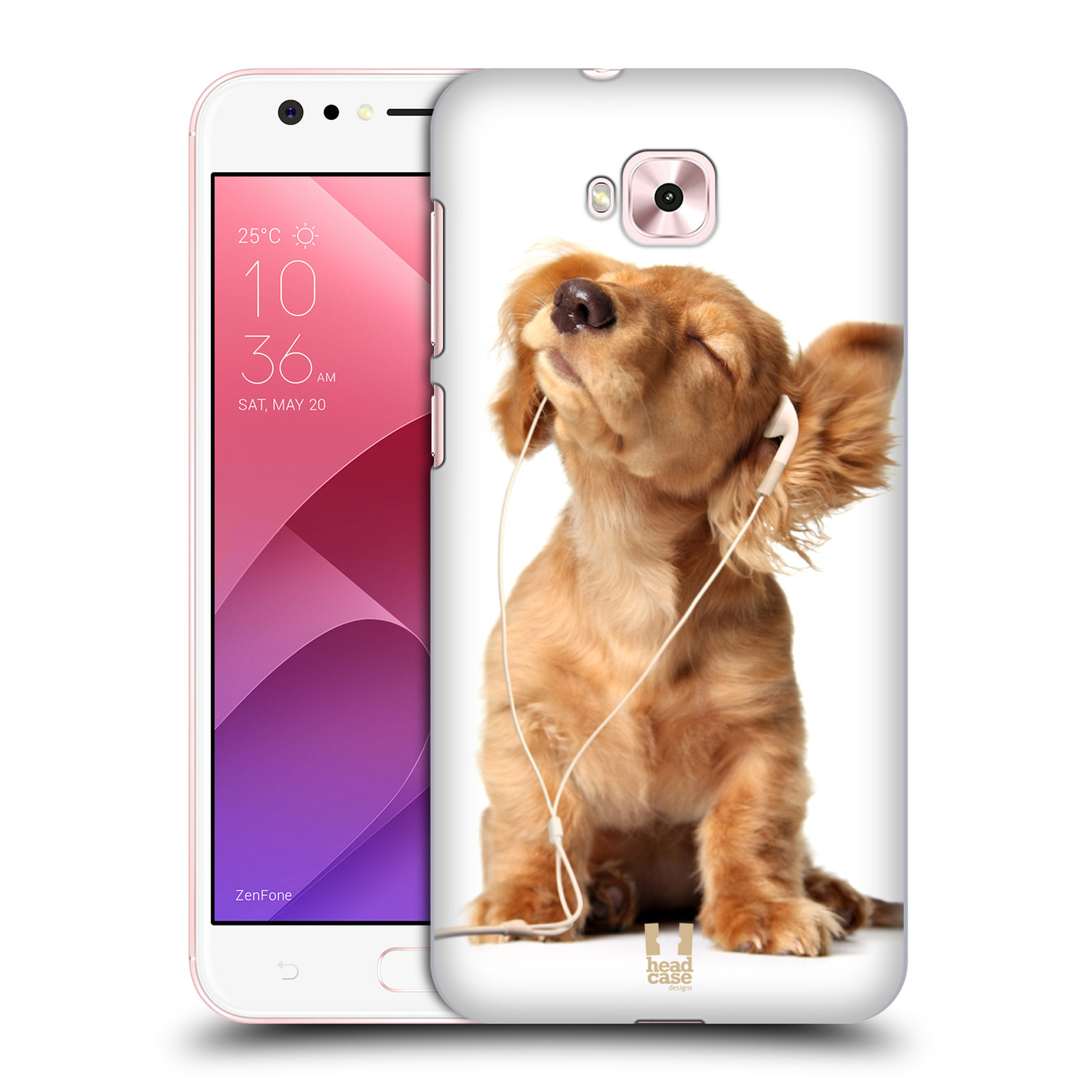 HEAD CASE plastový obal na mobil Asus Zenfone 4 Selfie ZD553KL vzor Legrační zvířátka roztomilé štěňátko se sluchátky MUSIC