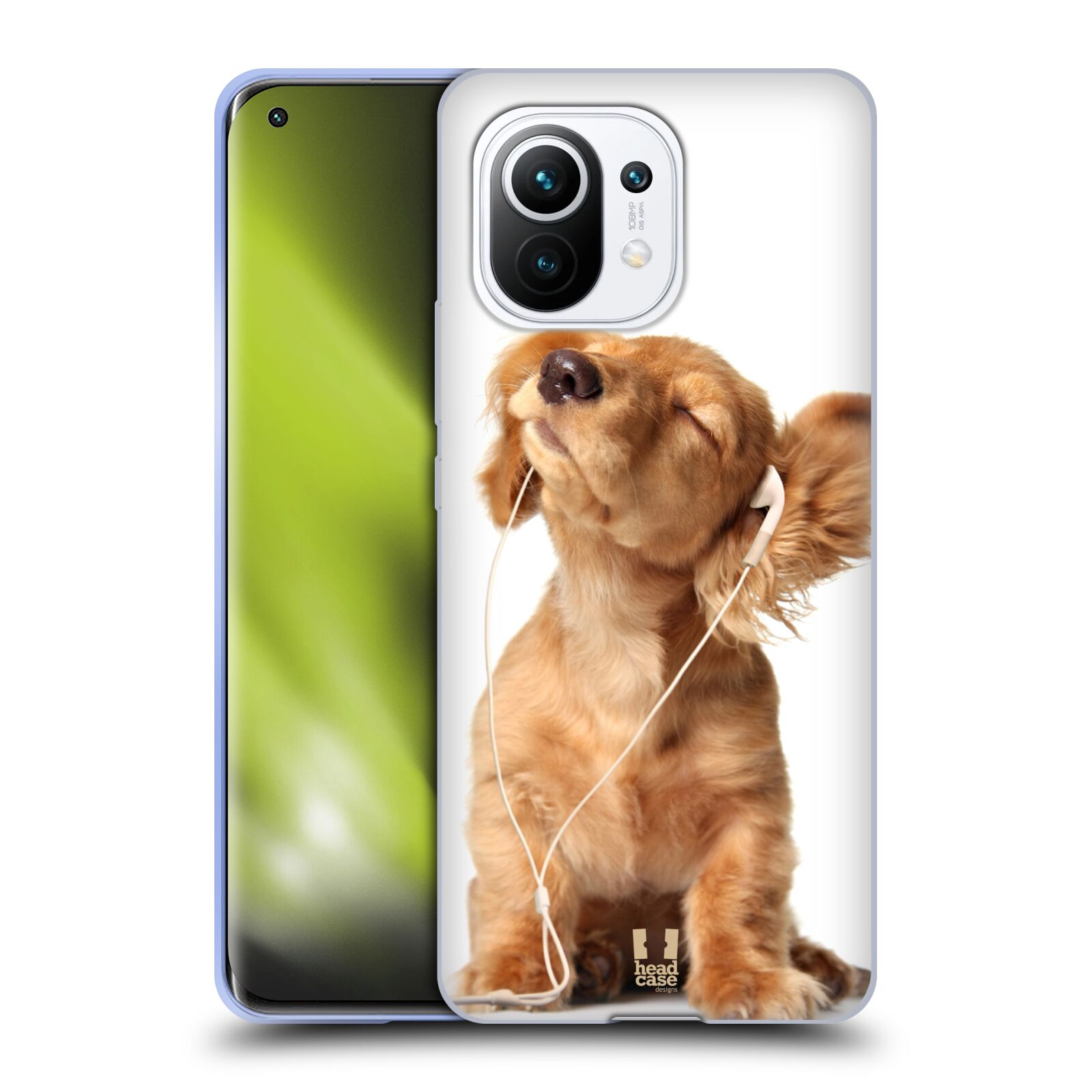 Plastový obal HEAD CASE na mobil Xiaomi Mi 11 vzor Legrační zvířátka roztomilé štěňátko se sluchátky MUSIC