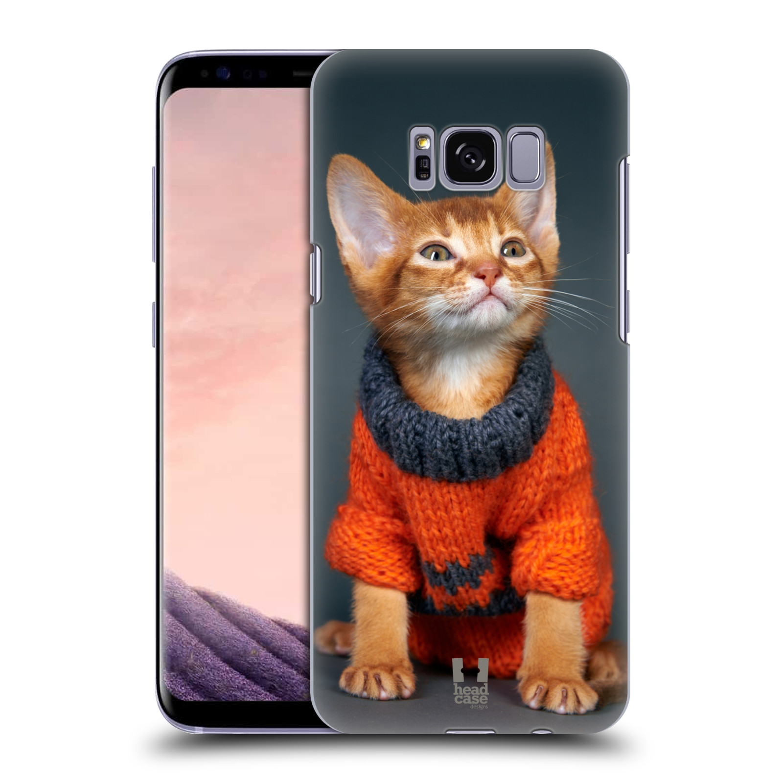 HEAD CASE plastový obal na mobil Samsung Galaxy S8 vzor Legrační zvířátka kočička v oranžovém svetru