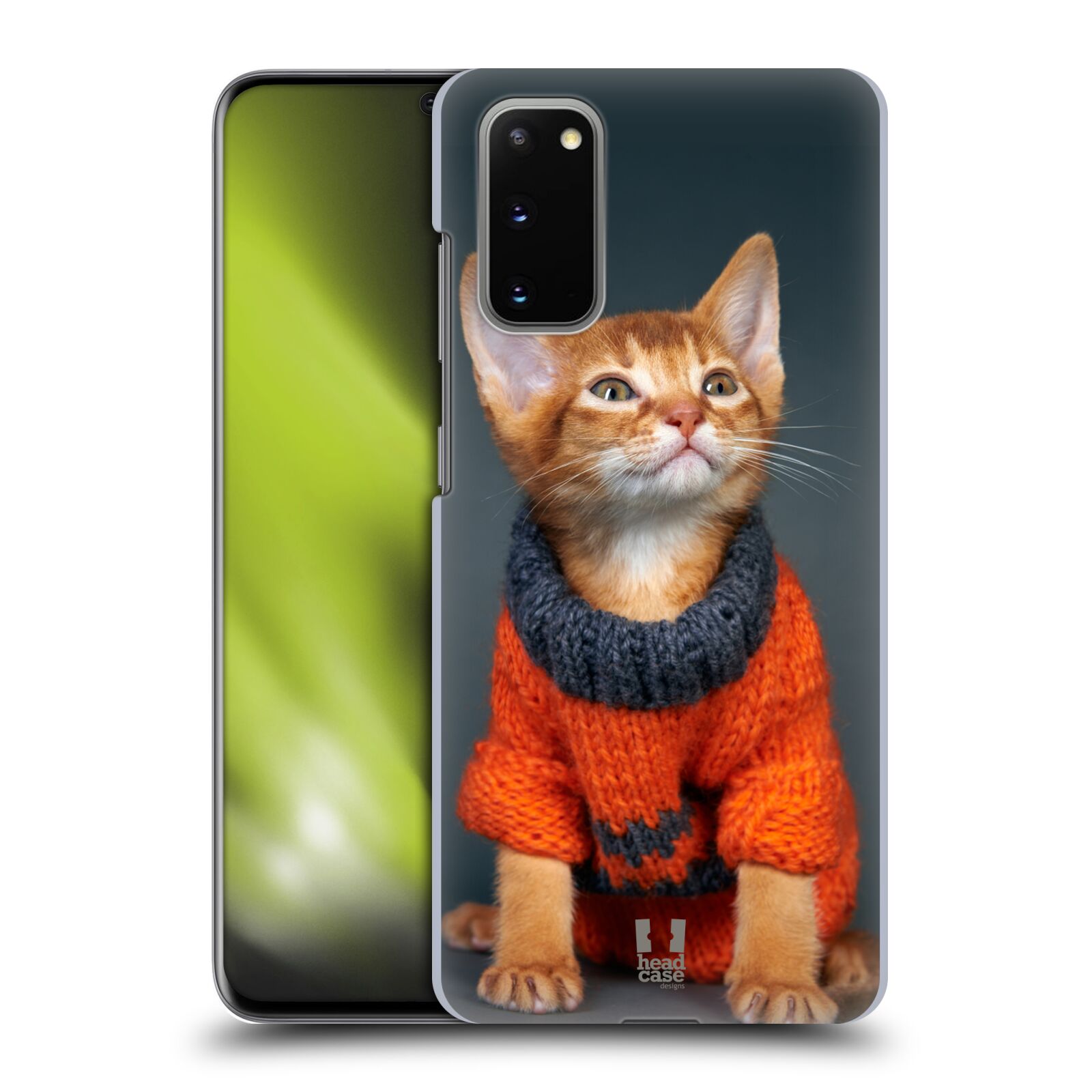 Pouzdro na mobil Samsung Galaxy S20 - HEAD CASE - vzor Legrační zvířátka kočička v oranžovém svetru