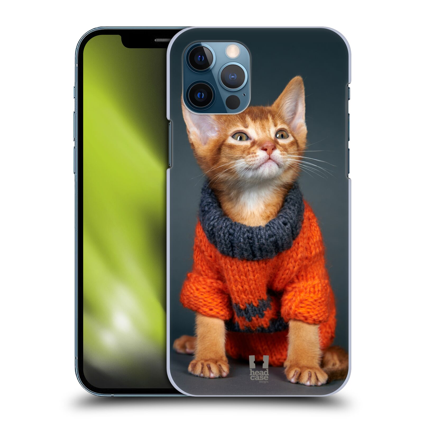 HEAD CASE plastový obal na mobil Apple Iphone 12 / Iphone 12 PRO vzor Legrační zvířátka kočička v oranžovém svetru