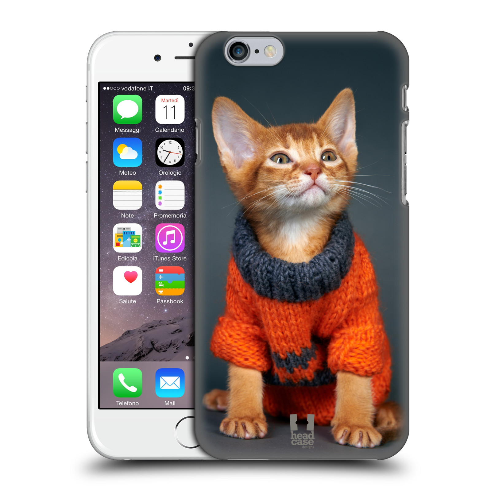 Plastové pouzdro pro mobil Apple Iphone 6/6S vzor Legrační zvířátka kočička v oranžovém svetru