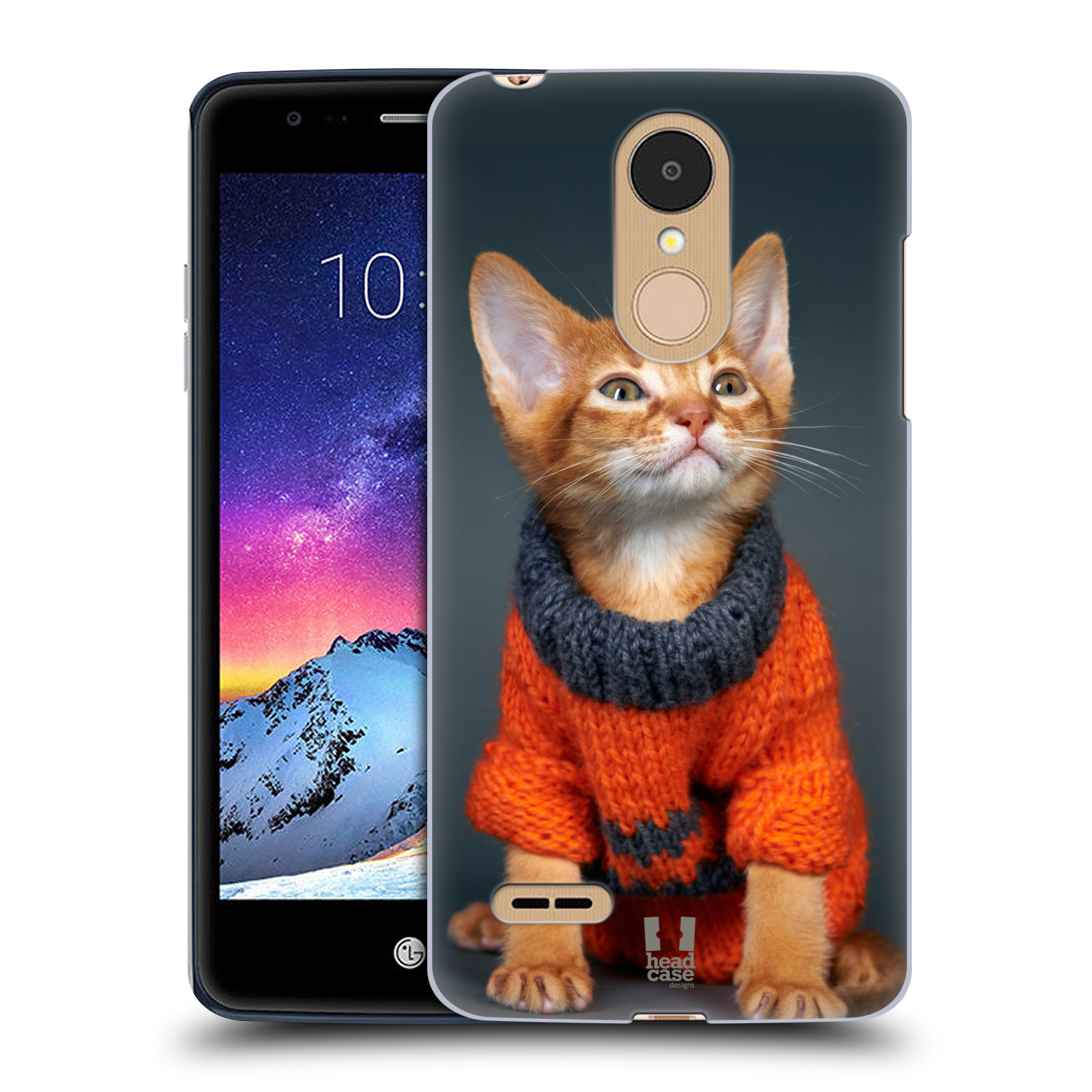 HEAD CASE plastový obal na mobil LG K9 / K8 2018 vzor Legrační zvířátka kočička v oranžovém svetru