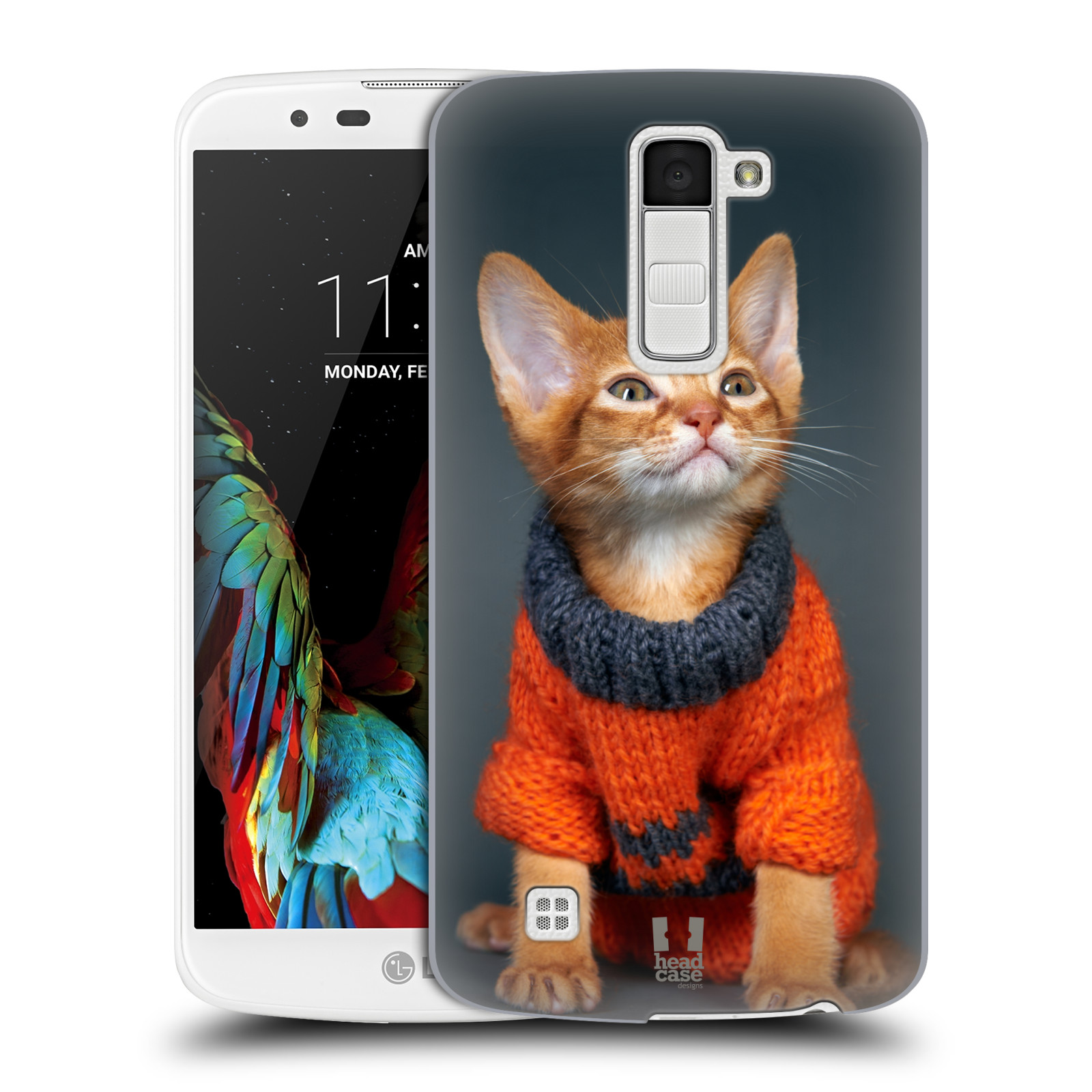 HEAD CASE plastový obal na mobil LG K10 vzor Legrační zvířátka kočička v oranžovém svetru