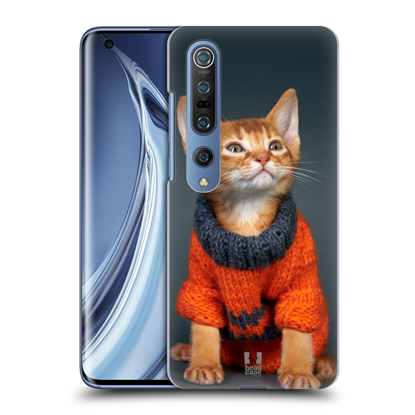 HEAD CASE plastový obal na mobil Xiaomi Mi 10 vzor Legrační zvířátka kočička v oranžovém svetru