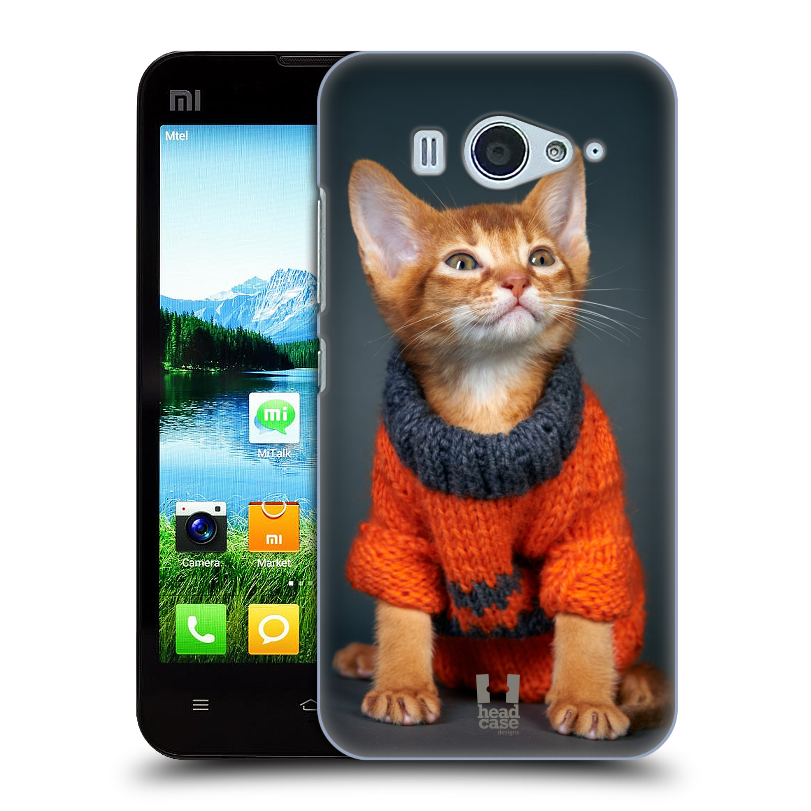 HEAD CASE pevný plastový obal na mobil XIAOMI MI2s vzor Legrační zvířátka kočička v oranžovém svetru