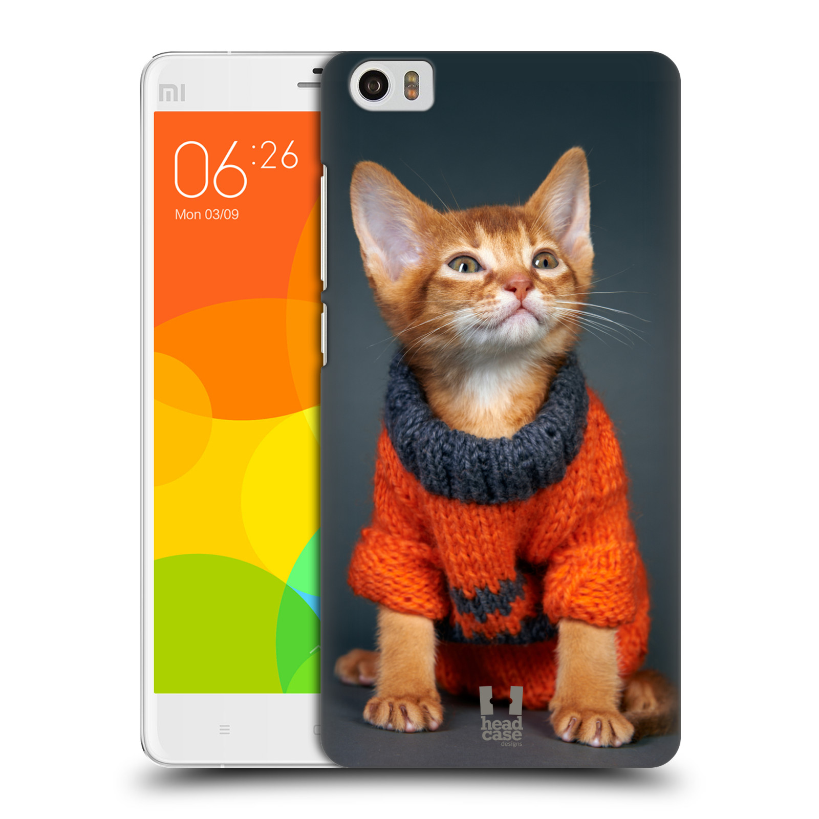 HEAD CASE pevný plastový obal na mobil XIAOMI Mi Note vzor Legrační zvířátka kočička v oranžovém svetru