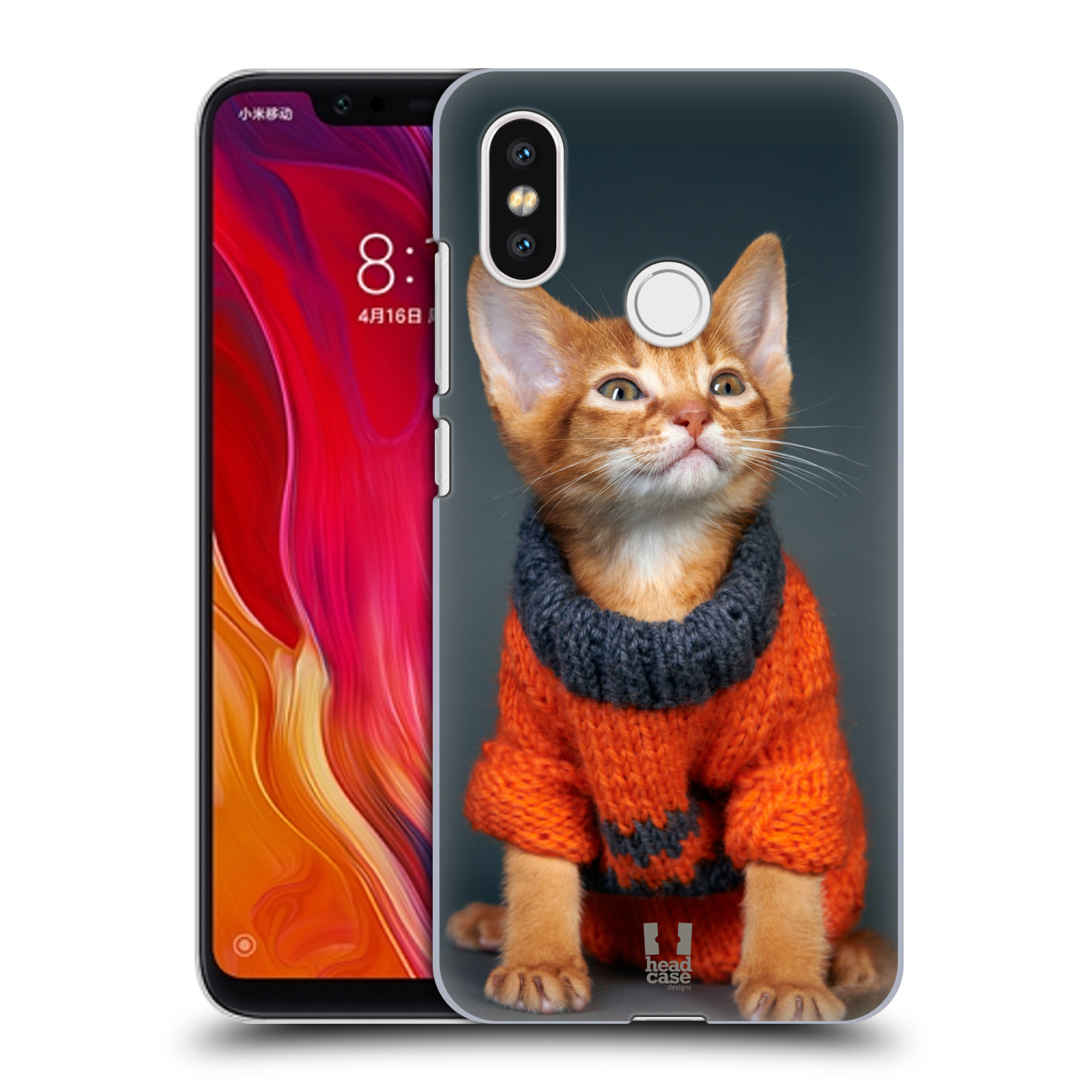 HEAD CASE plastový obal na mobil Xiaomi Mi 8 vzor Legrační zvířátka kočička v oranžovém svetru