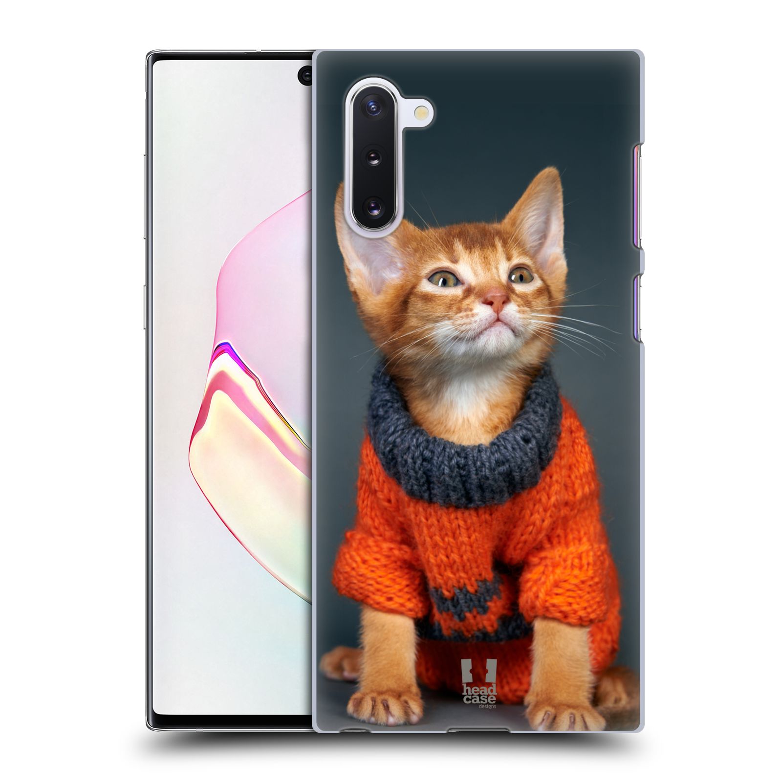 Pouzdro na mobil Samsung Galaxy Note 10 - HEAD CASE - vzor Legrační zvířátka kočička v oranžovém svetru
