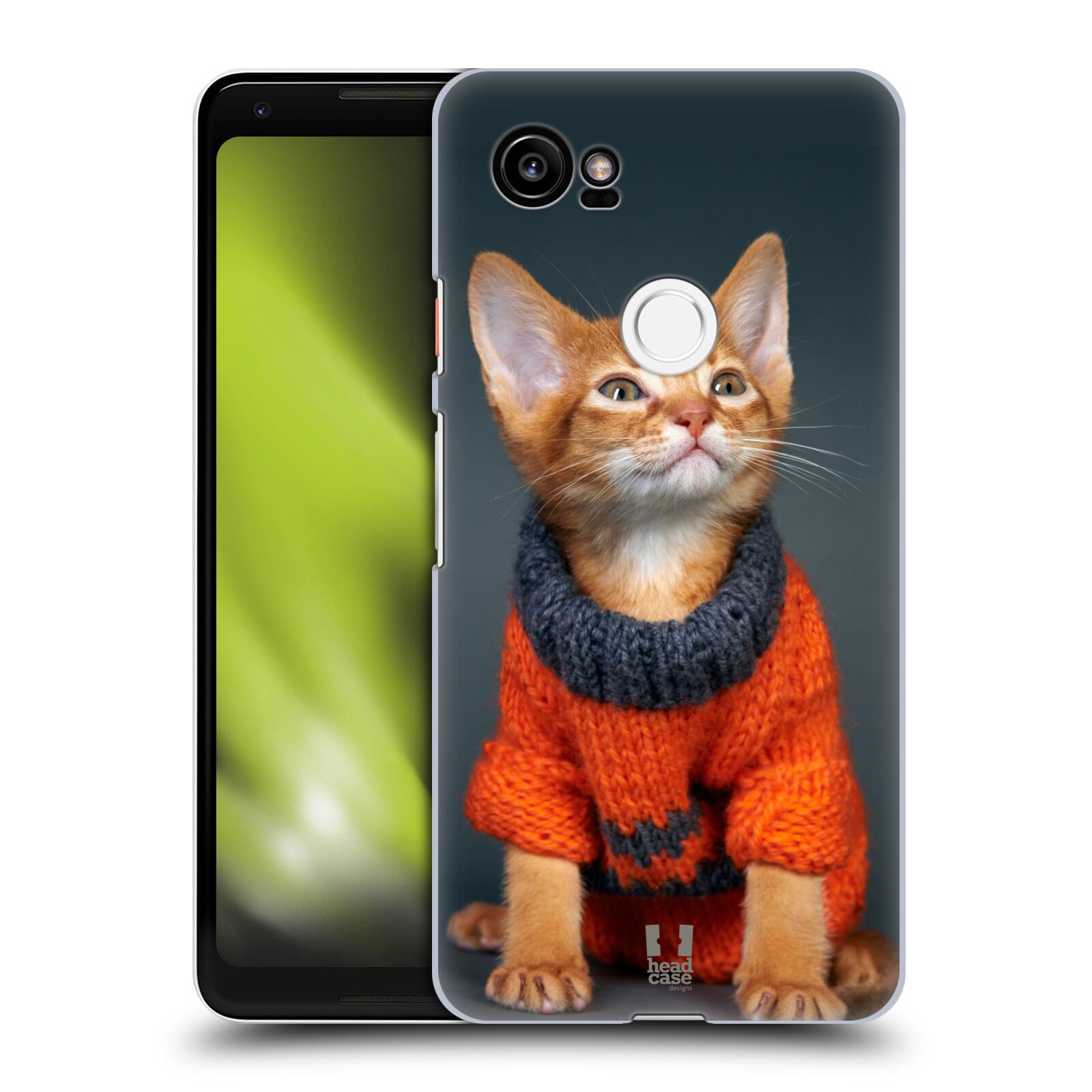 HEAD CASE plastový obal na mobil Google Pixel 2 XL vzor Legrační zvířátka kočička v oranžovém svetru