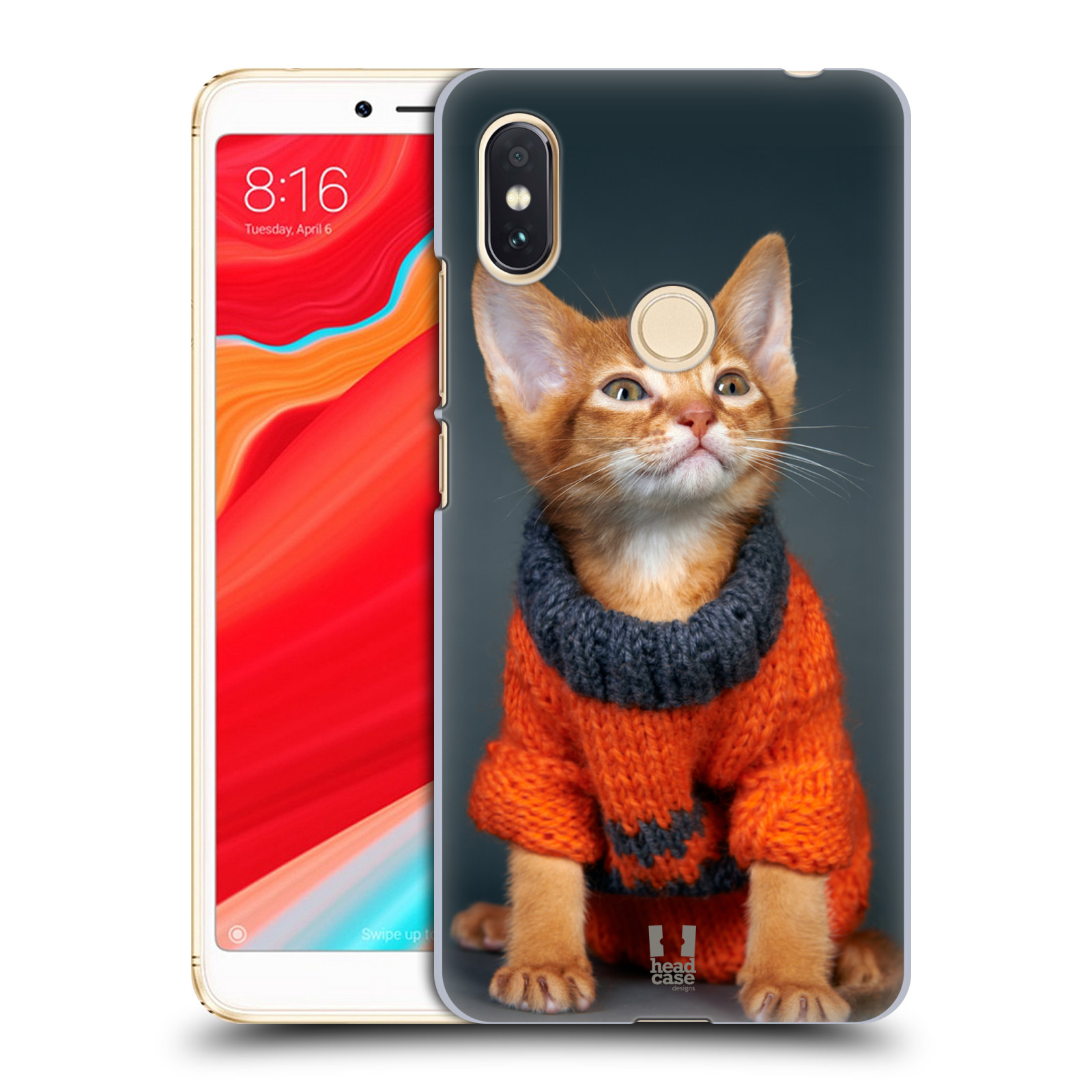 HEAD CASE plastový obal na mobil Xiaomi Redmi S2 vzor Legrační zvířátka kočička v oranžovém svetru