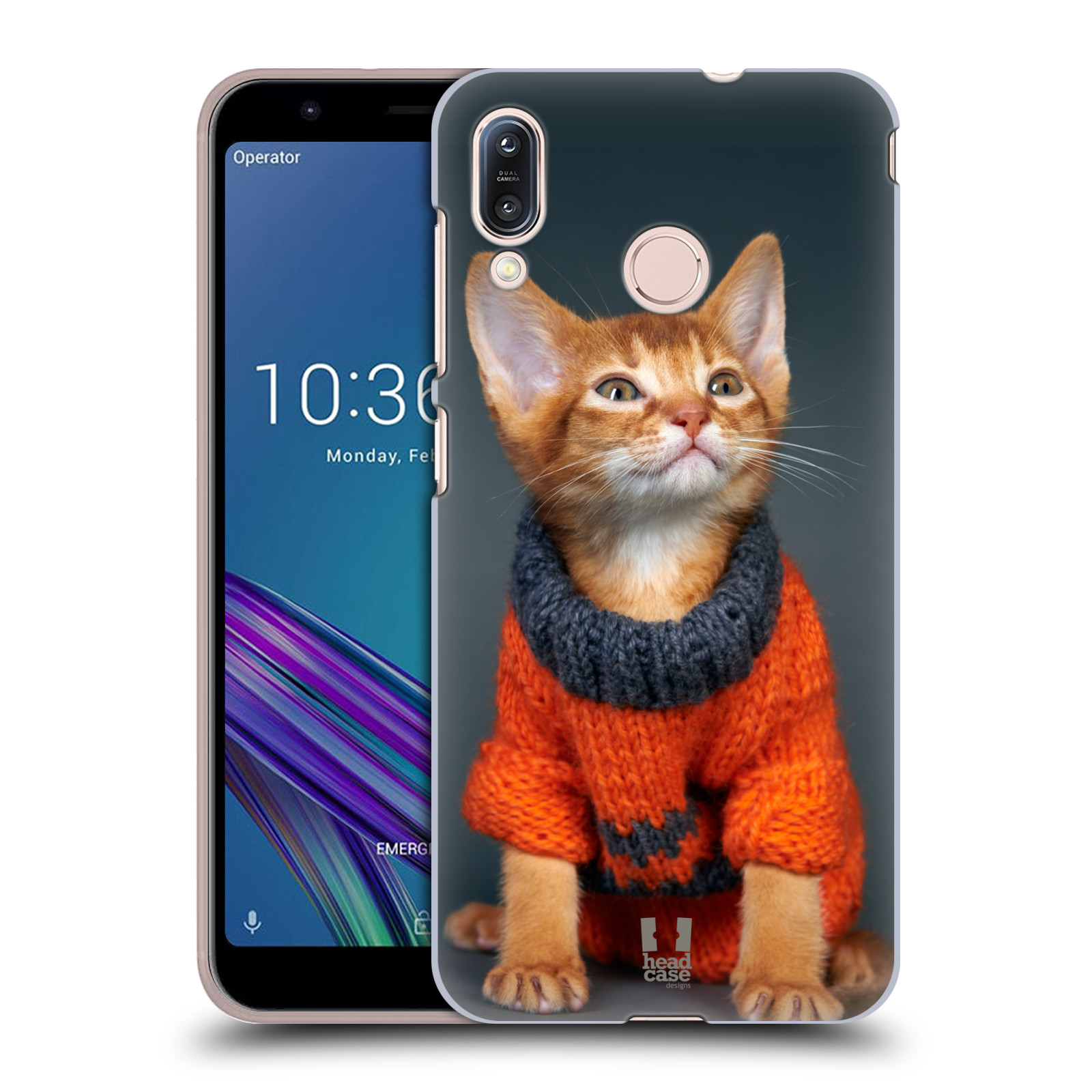 Pouzdro na mobil Asus Zenfone Max M1 (ZB555KL) - HEAD CASE - vzor Legrační zvířátka kočička v oranžovém svetru