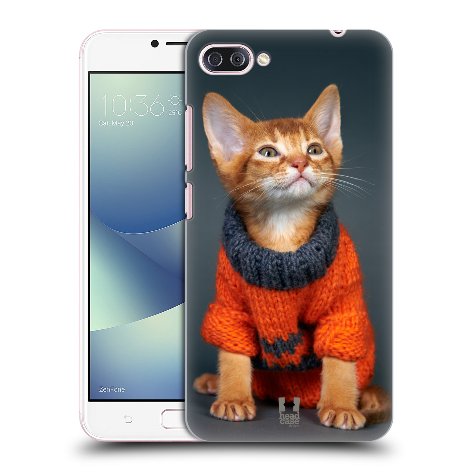 HEAD CASE plastový obal na mobil Asus Zenfone 4 MAX ZC554KL vzor Legrační zvířátka kočička v oranžovém svetru