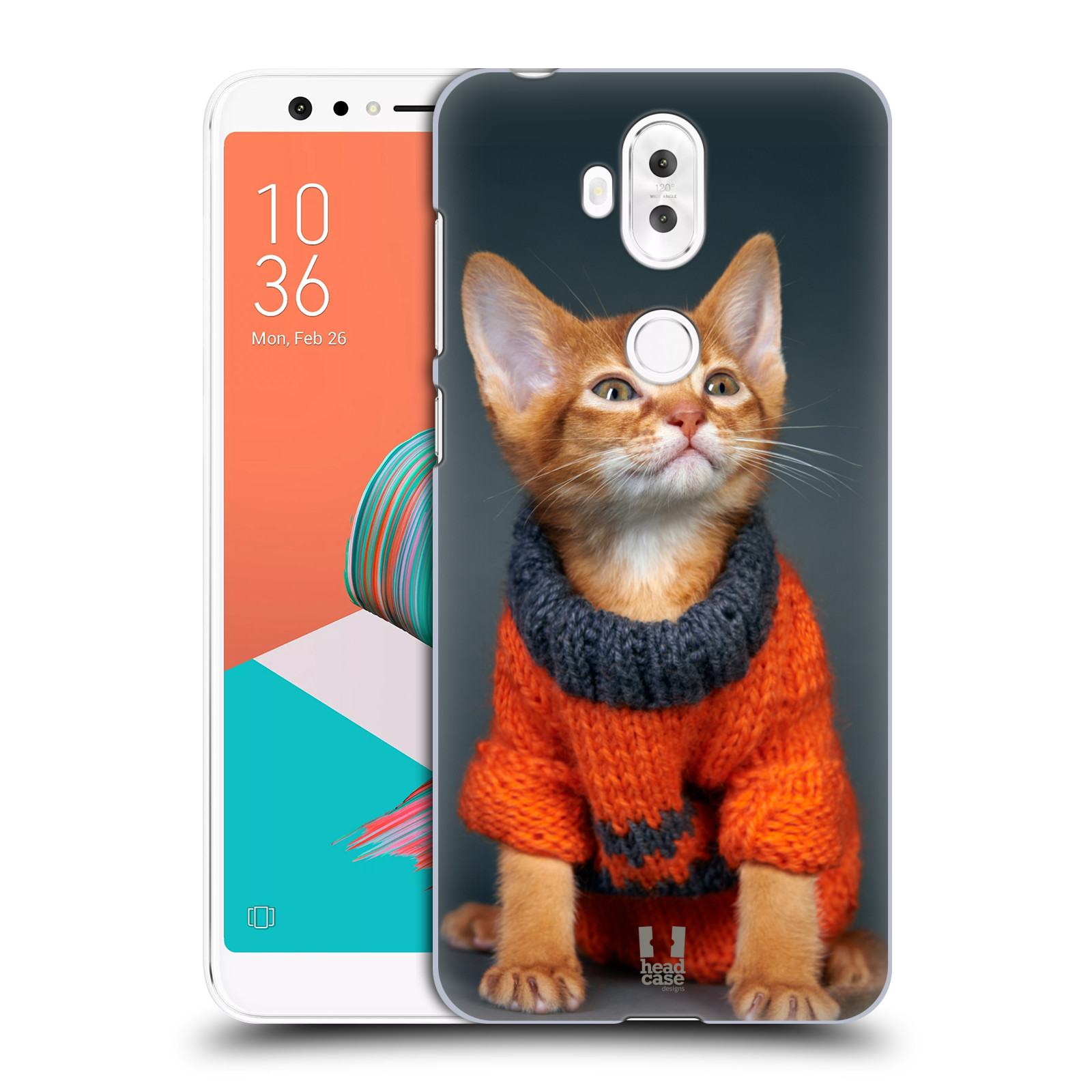 HEAD CASE plastový obal na mobil Asus Zenfone 5 LITE ZC600KL vzor Legrační zvířátka kočička v oranžovém svetru