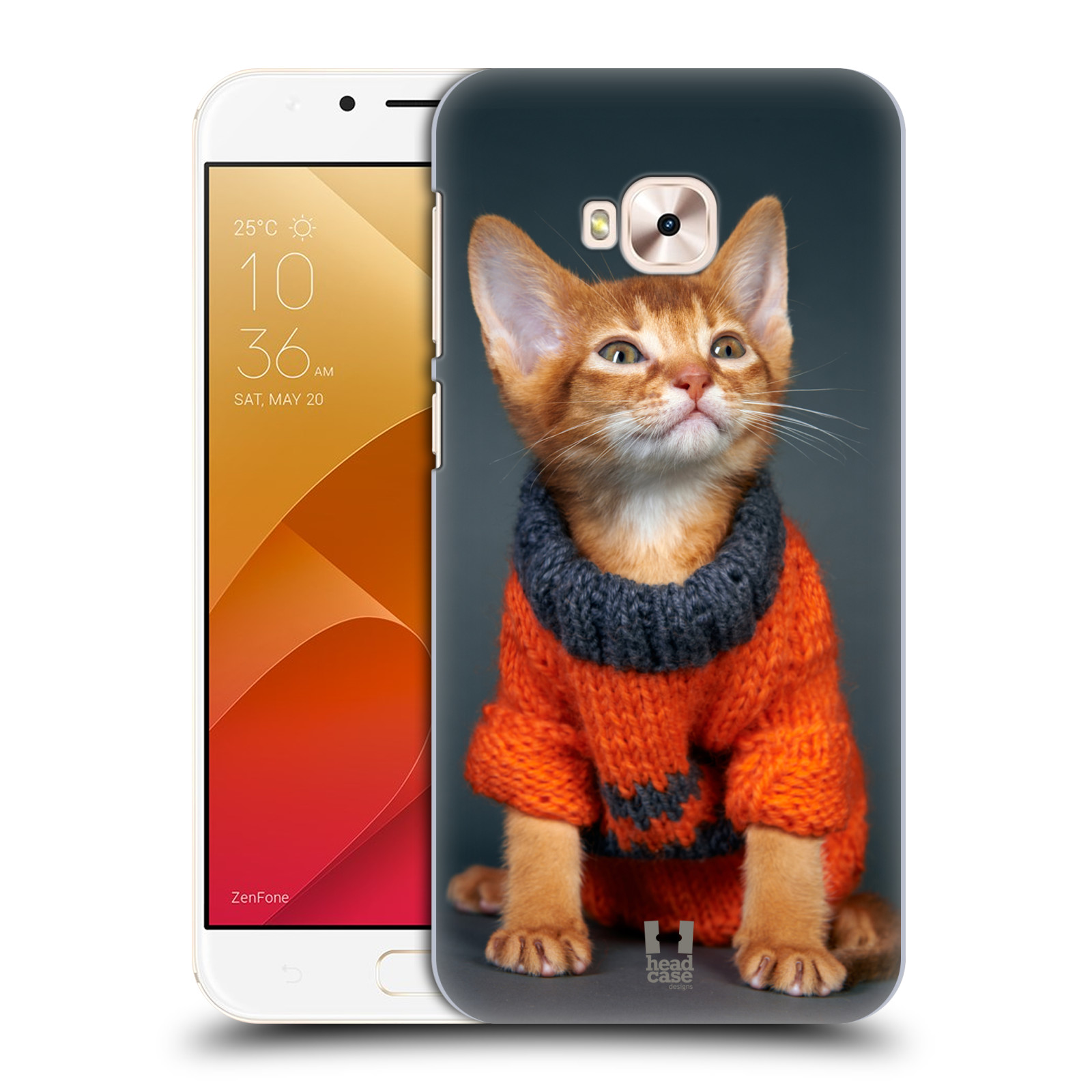 HEAD CASE plastový obal na mobil Asus Zenfone 4 Selfie Pro ZD552KL vzor Legrační zvířátka kočička v oranžovém svetru