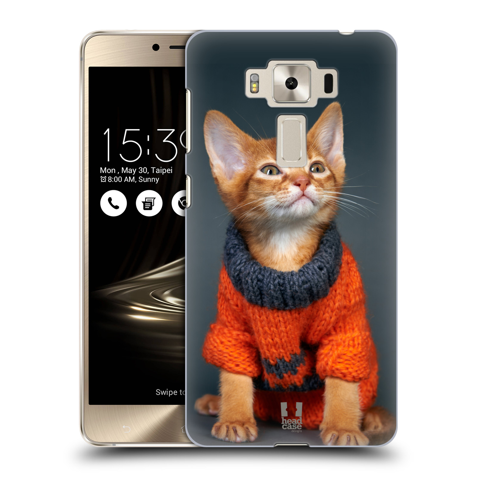 HEAD CASE plastový obal na mobil Asus Zenfone 3 DELUXE ZS550KL vzor Legrační zvířátka kočička v oranžovém svetru