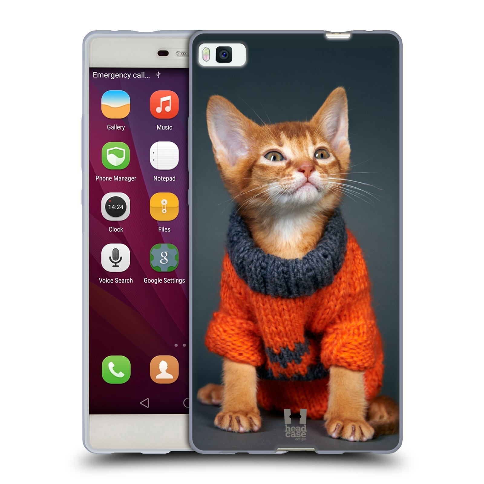 HEAD CASE silikonový obal na mobil Huawei P8 Legrační zvířátka koťátko ve svetru