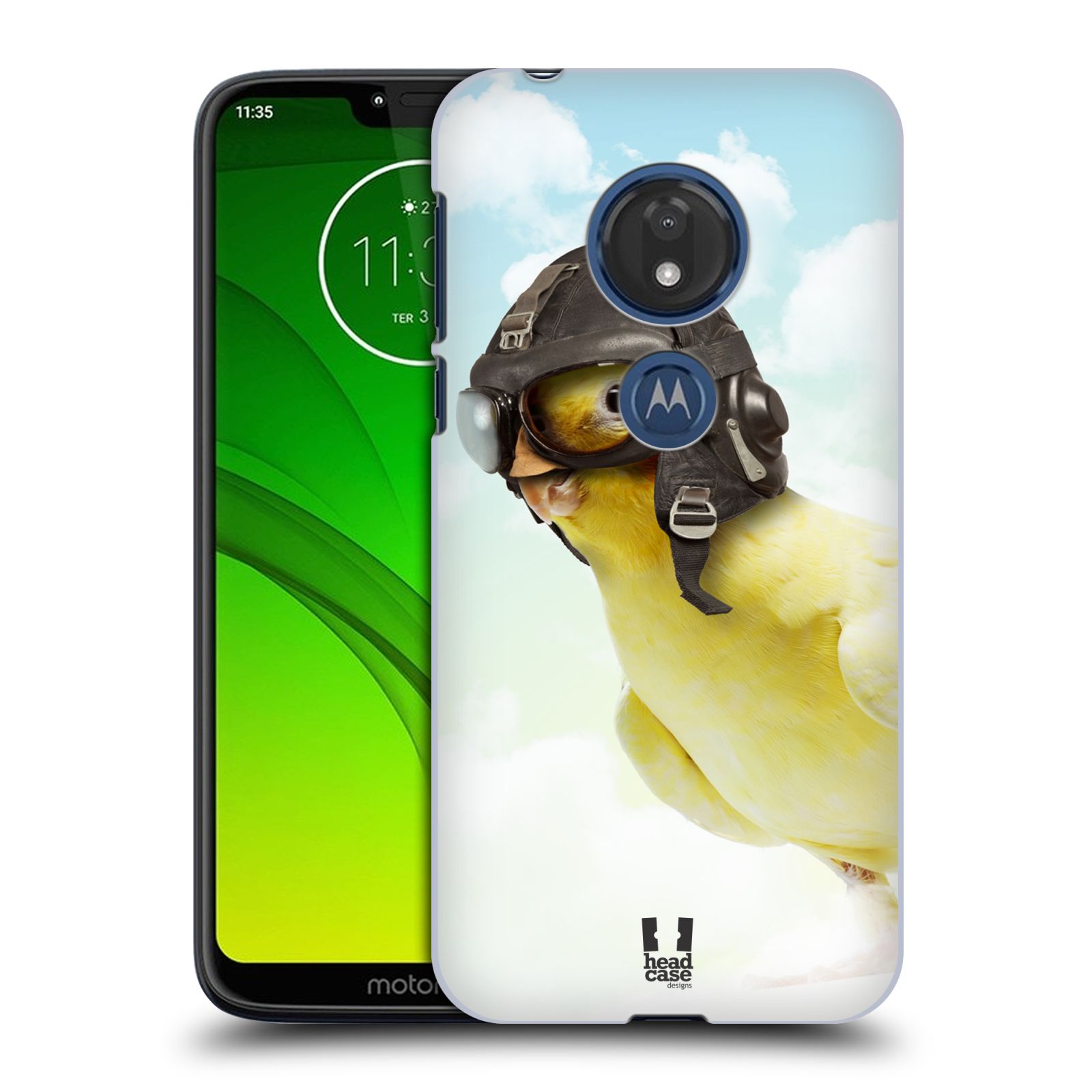 Pouzdro na mobil Motorola Moto G7 Play vzor Legrační zvířátka ptáček letec
