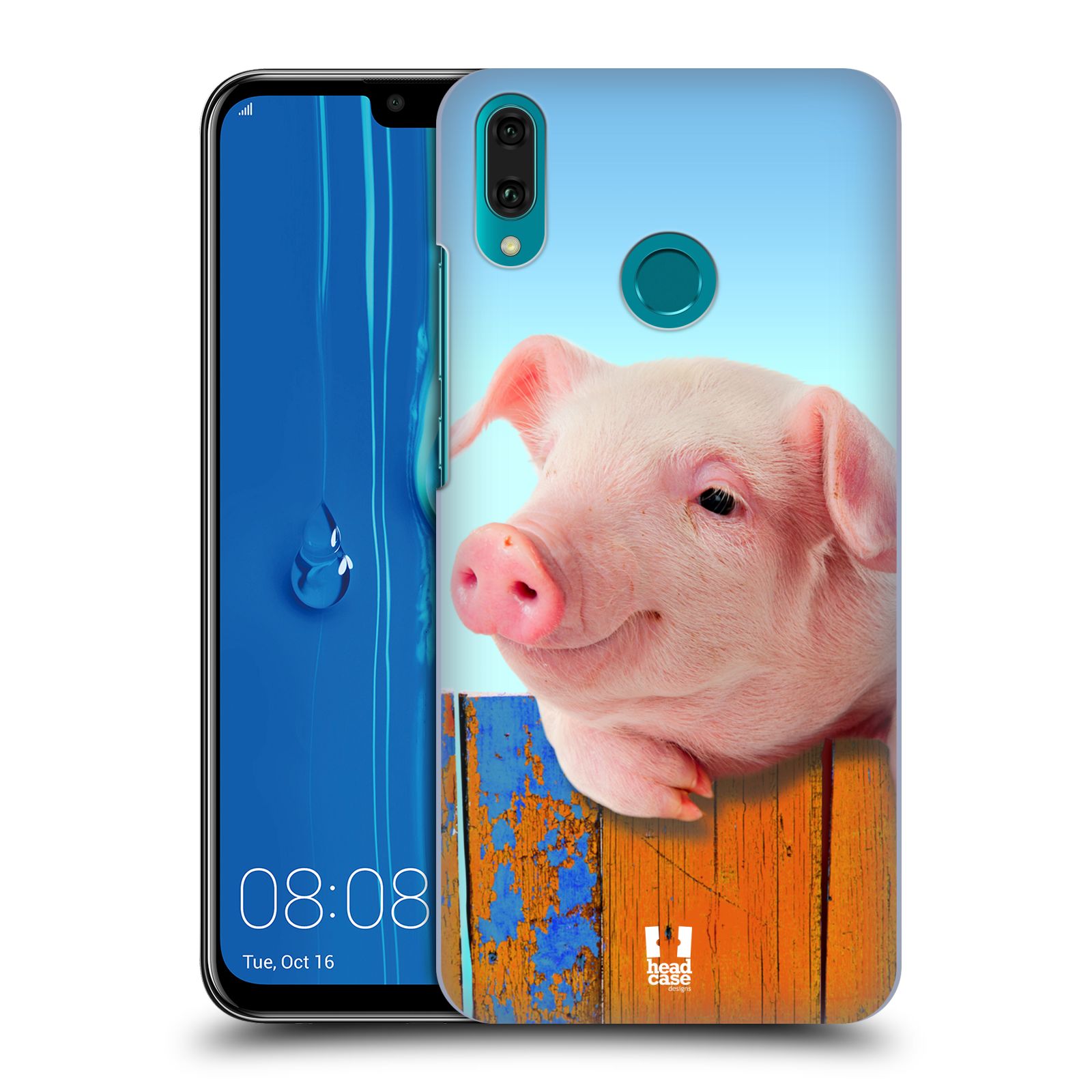 Pouzdro na mobil Huawei Y9 2019 - HEAD CASE - vzor Legrační zvířátka prasátko růžová